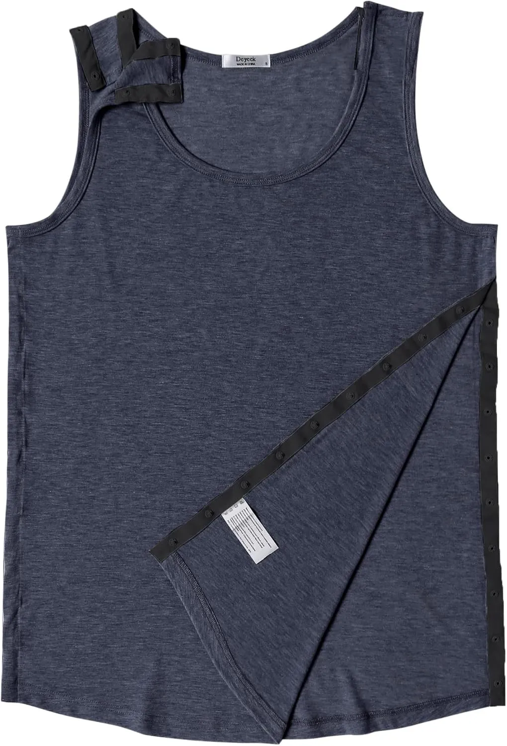 Deyeek Unisex Shoulder Snap-Access Tank Tops Post Surgery Shirts Tear Away Chemo Shirt Clothes After Rotator Cuff Surgery