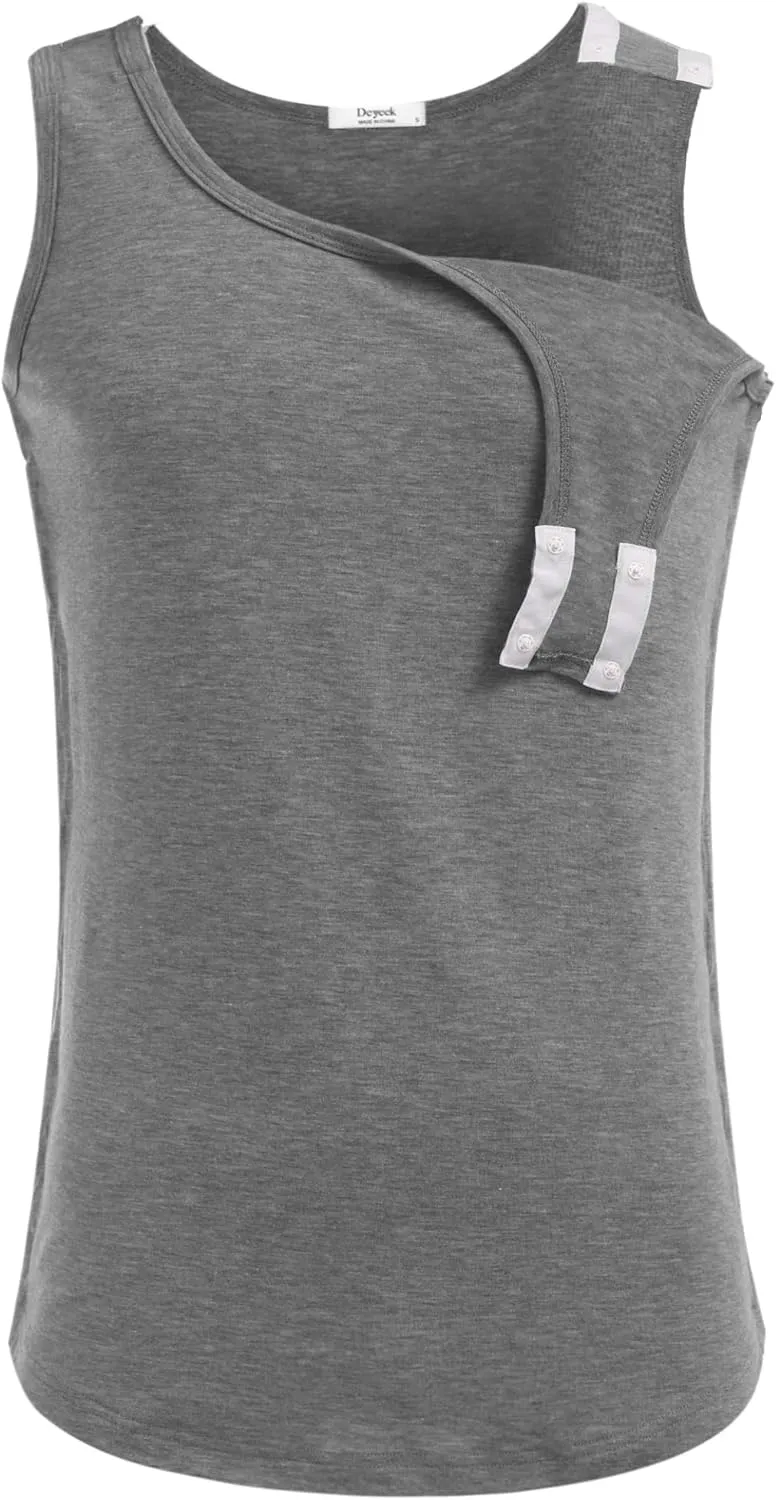 Deyeek Unisex Shoulder Snap-Access Tank Tops Post Surgery Shirts Tear Away Chemo Shirt Clothes After Rotator Cuff Surgery