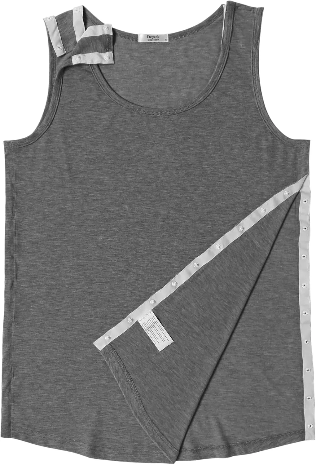 Deyeek Unisex Shoulder Snap-Access Tank Tops Post Surgery Shirts Tear Away Chemo Shirt Clothes After Rotator Cuff Surgery