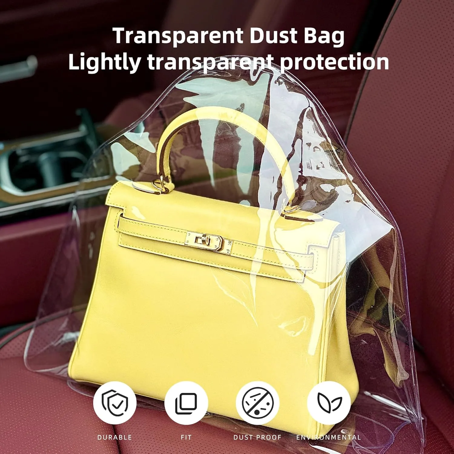 DGAZ Clear Dust Bags for Luxury Handbags,Waterproof Purse Storage Bag,Lightweight Handbag Protector(Medium)