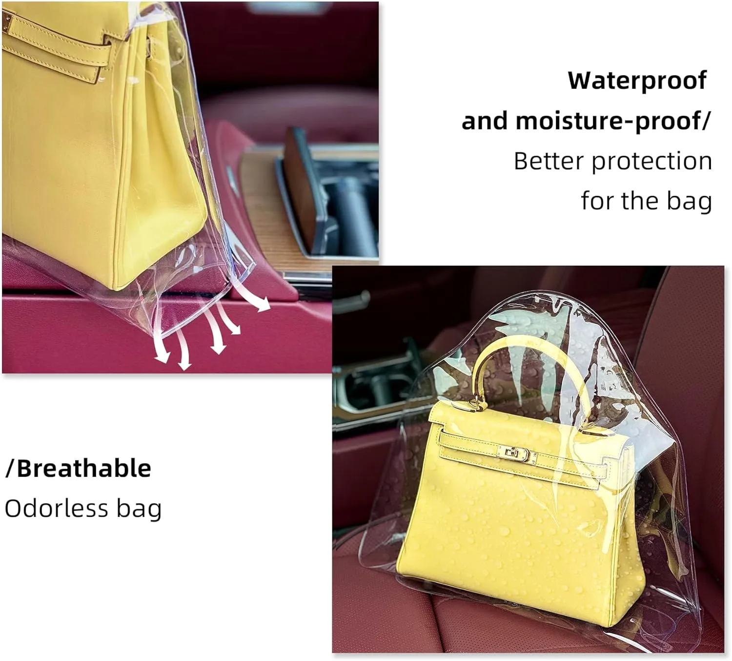 DGAZ Clear Dust Bags for Luxury Handbags,Waterproof Purse Storage Bag,Lightweight Handbag Protector(Medium)