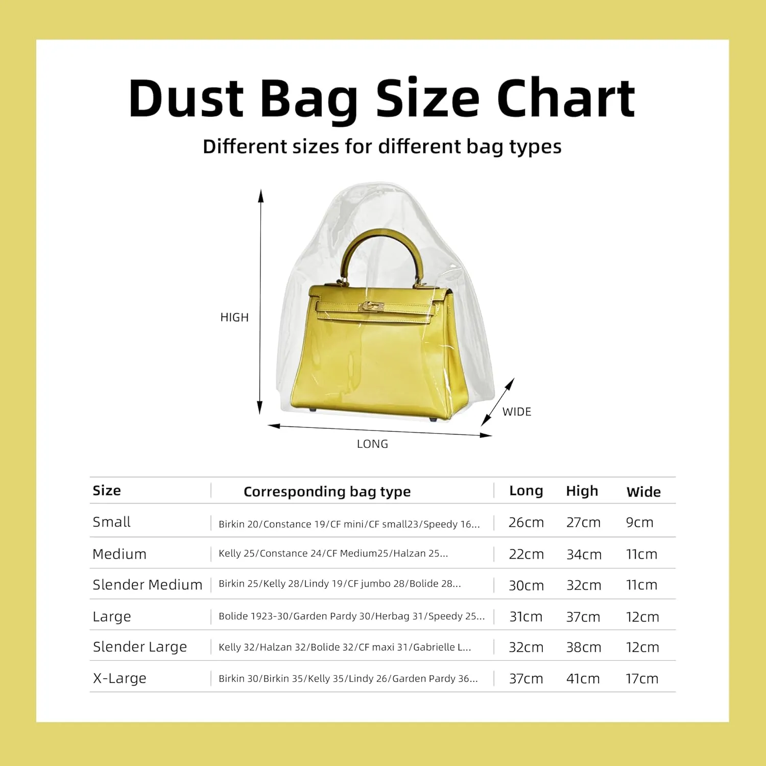 DGAZ Clear Dust Bags for Luxury Handbags,Waterproof Purse Storage Bag,Lightweight Handbag Protector(Medium)