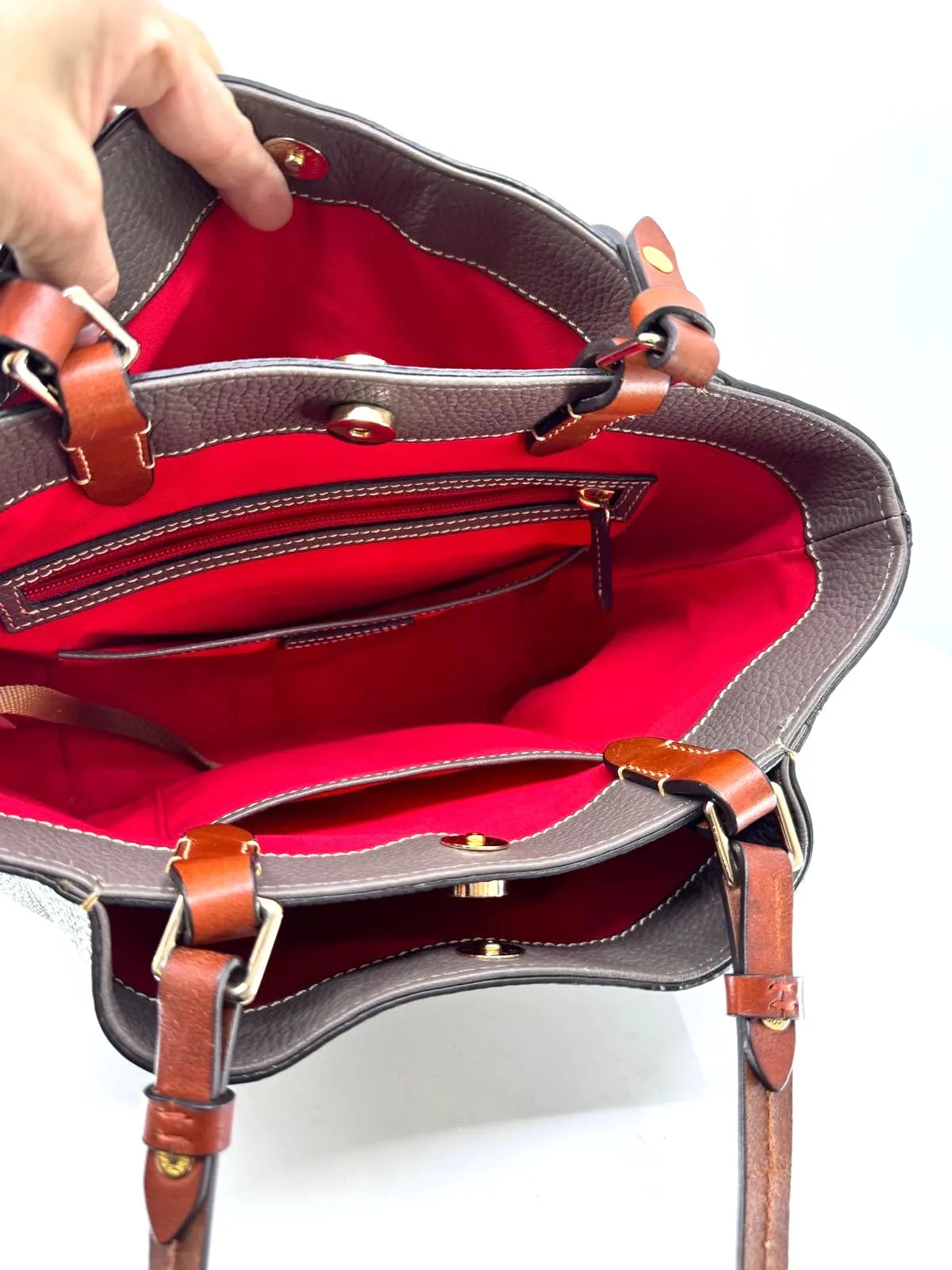 DOONY & BOURKE PEBBLE GRAINED LEATHER FLYNN TOTE BAG