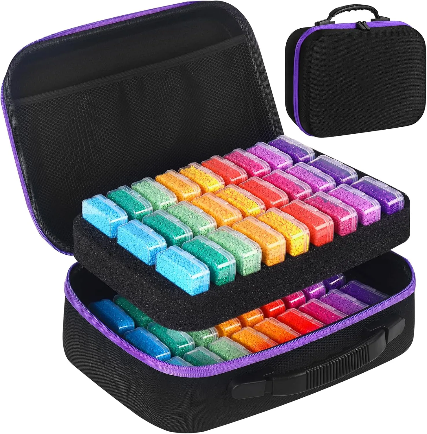 Douorgan Diamond Painting Storage Containers Portable Bead Organizer Shockproof Bead Art Storage Case Jewelry Beads Storage Box (54 Small Boxes)