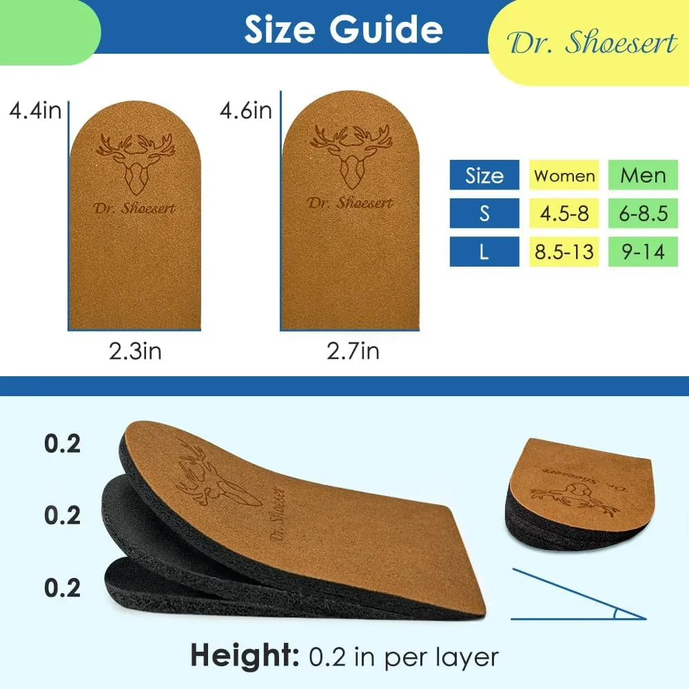 Dr. Shoesert 3 Layers Adjustable Orthopedic Heel Wedge Inserts, Supination & Pronation Correction Insoles for Bow Legs, Knee Pain, Foot Alignment (Brown, Small - Women's 4.5-8|Men's 6-8.5)