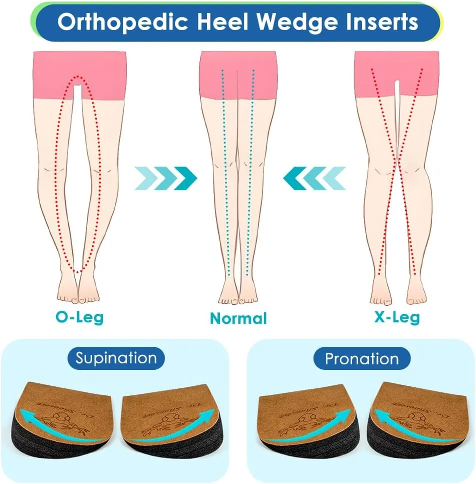 Dr. Shoesert 3 Layers Adjustable Orthopedic Heel Wedge Inserts, Supination & Pronation Correction Insoles for Bow Legs, Knee Pain, Foot Alignment (Brown, Small - Women's 4.5-8|Men's 6-8.5)