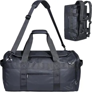 Duffle Backpack Heavy Duty Gym Bag for Men, 50L Convertible Travel Duffel Water Resistant Large Hand Bag for Sport Weekend, Black