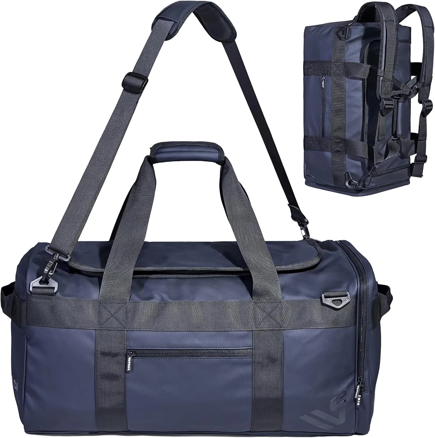 Duffle Backpack Heavy Duty Gym Bag for Men, 50L Convertible Travel Duffel Water Resistant Large Hand Bag for Sport Weekend, Blue