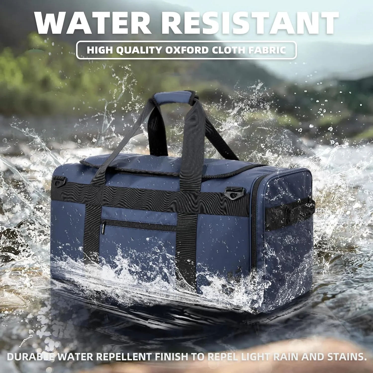 Duffle Backpack Heavy Duty Gym Bag for Men, 50L Convertible Travel Duffel Water Resistant Large Hand Bag for Sport Weekend, Blue