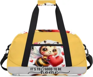 Duffle Bag Bee Love Heart PersonalizedGym Bag Travel Bag Luggage Bag Waterproof Lightweight Sports for Dance Gymnastics Cheers Soccer Wrestling Hospital, for Weekender Overnight