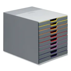Durable® VARICOLOR Stackable Plastic Drawer Box, 10 Drawers, Letter to Folio Size Files, 11" x 14" x 11.5", Gray