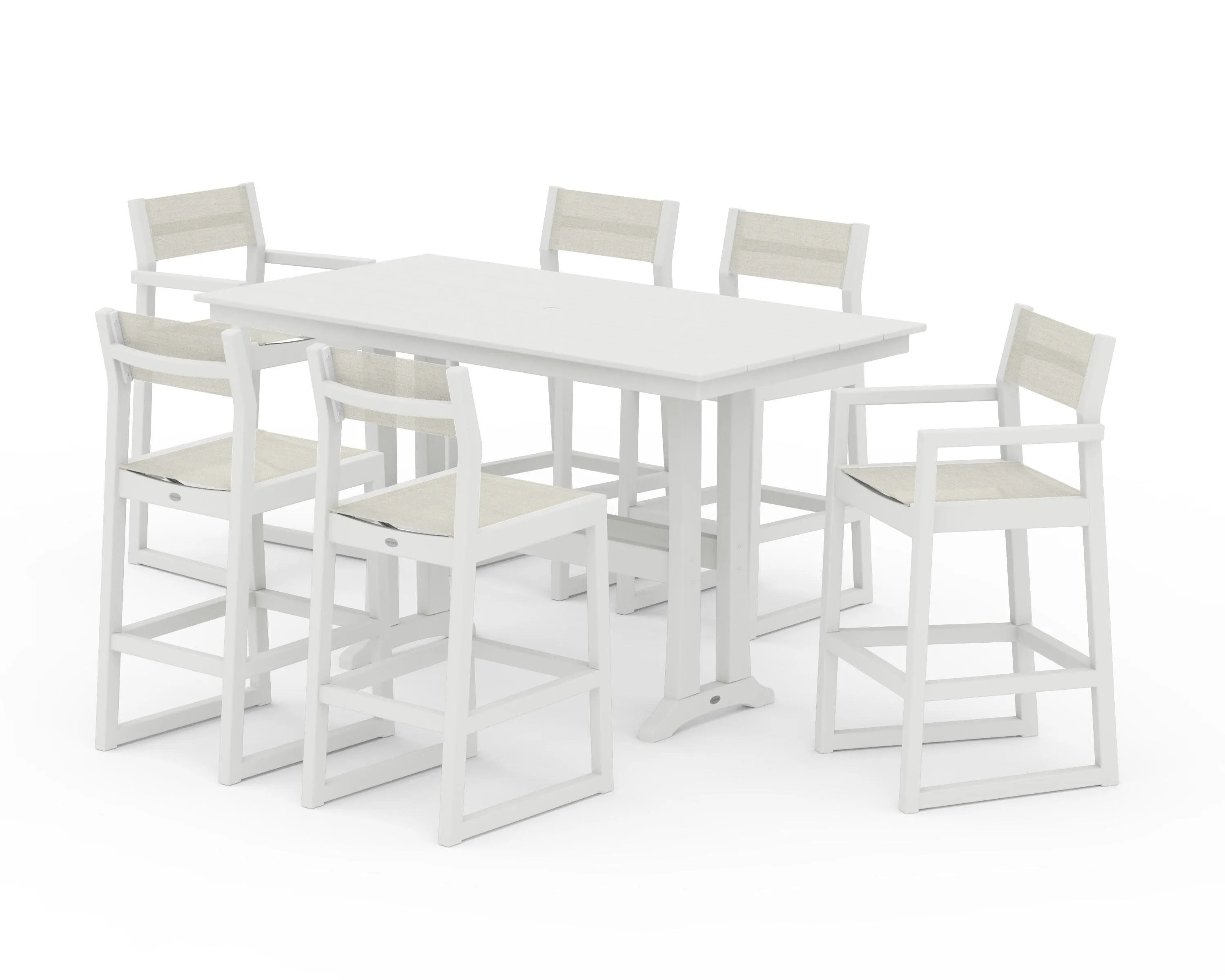 EDGE Sling 7-Piece Farmhouse Bar Set with Trestle Legs