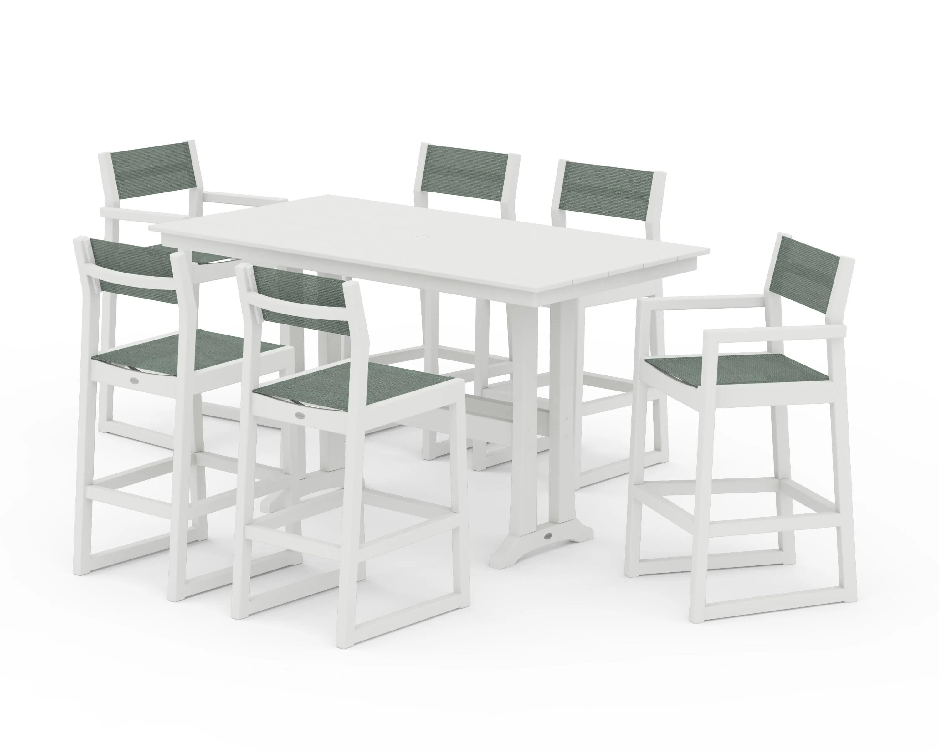 EDGE Sling 7-Piece Farmhouse Bar Set with Trestle Legs