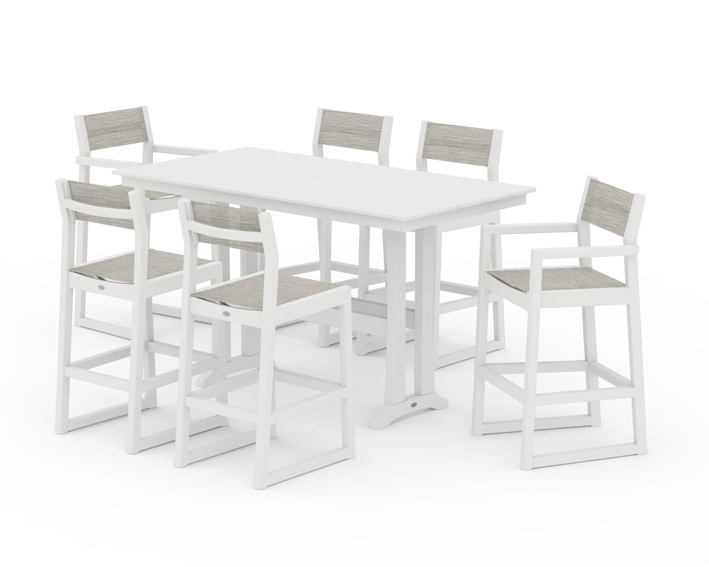 EDGE Sling 7-Piece Farmhouse Bar Set with Trestle Legs
