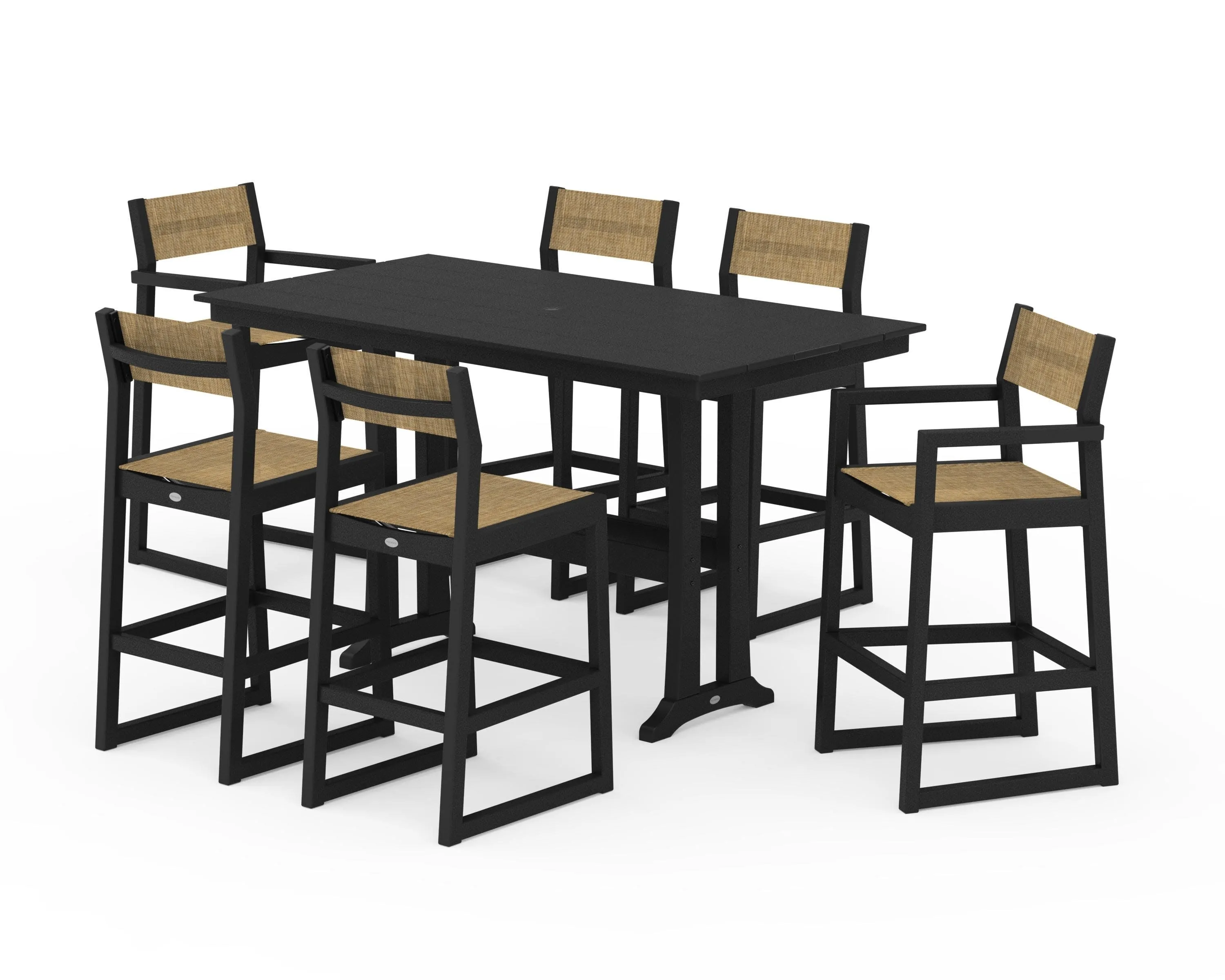 EDGE Sling 7-Piece Farmhouse Bar Set with Trestle Legs