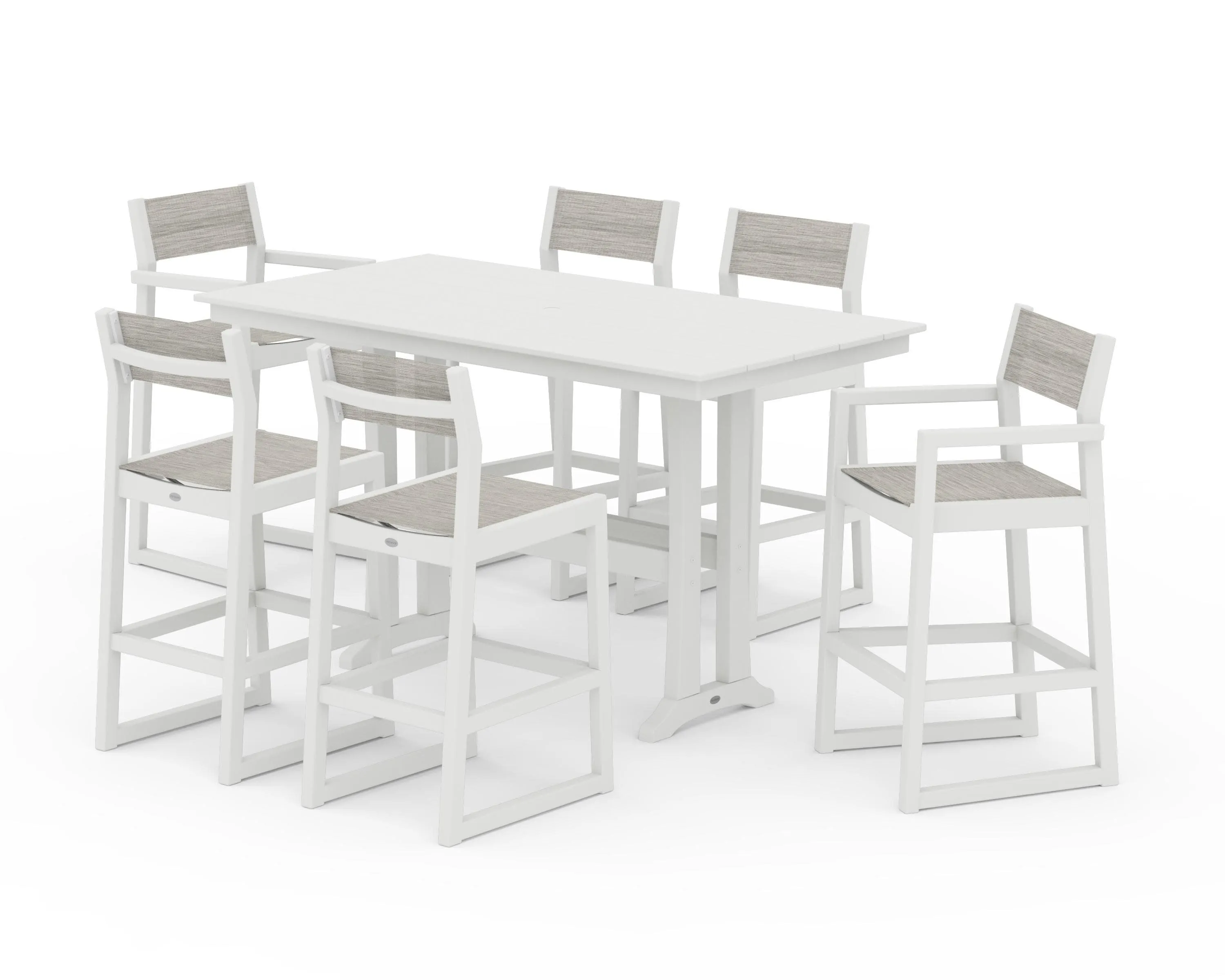 EDGE Sling 7-Piece Farmhouse Bar Set with Trestle Legs