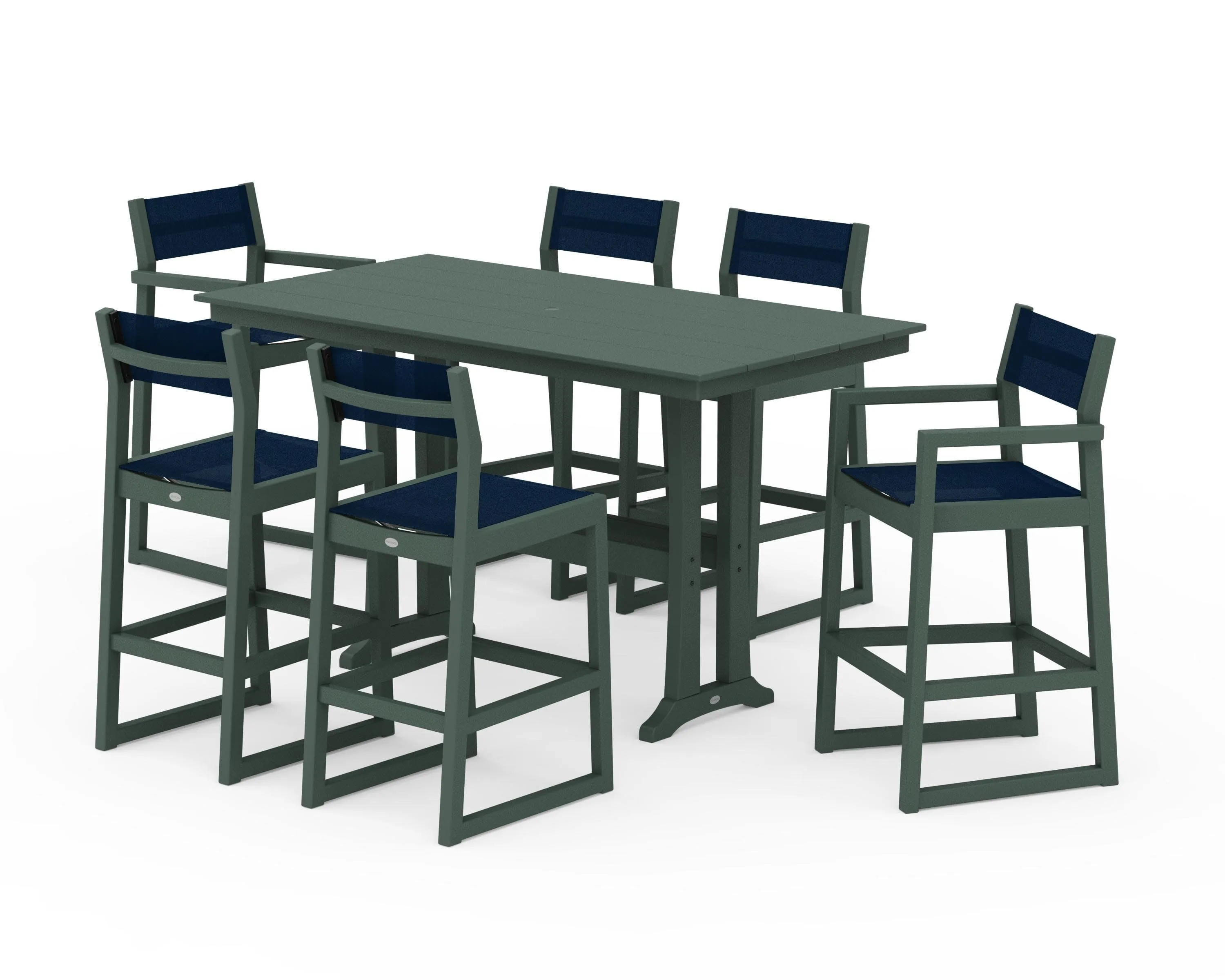 EDGE Sling 7-Piece Farmhouse Bar Set with Trestle Legs