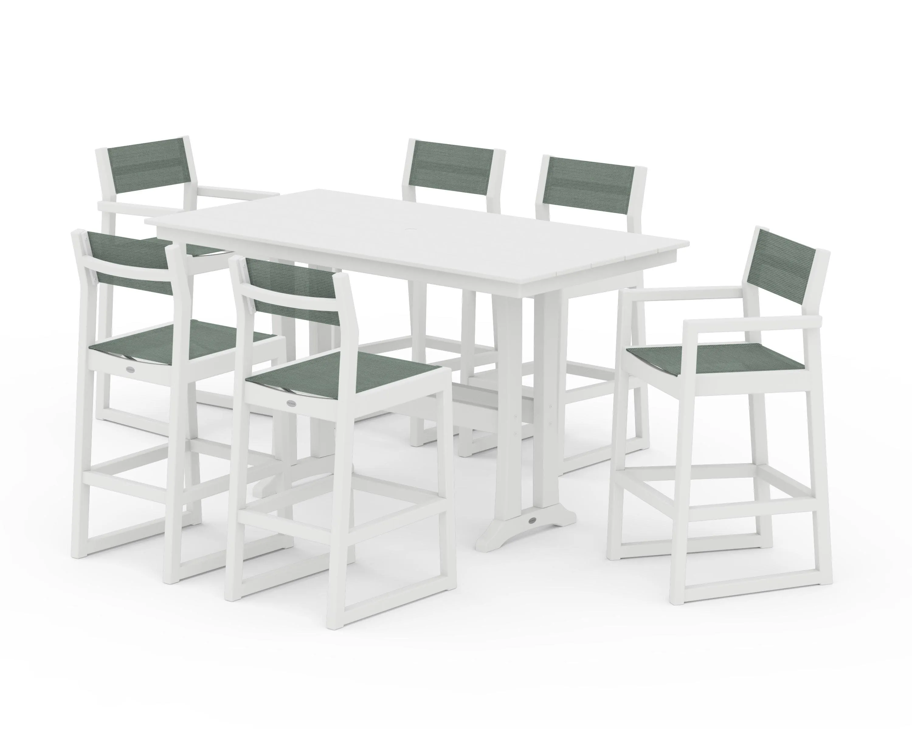 EDGE Sling 7-Piece Farmhouse Bar Set with Trestle Legs
