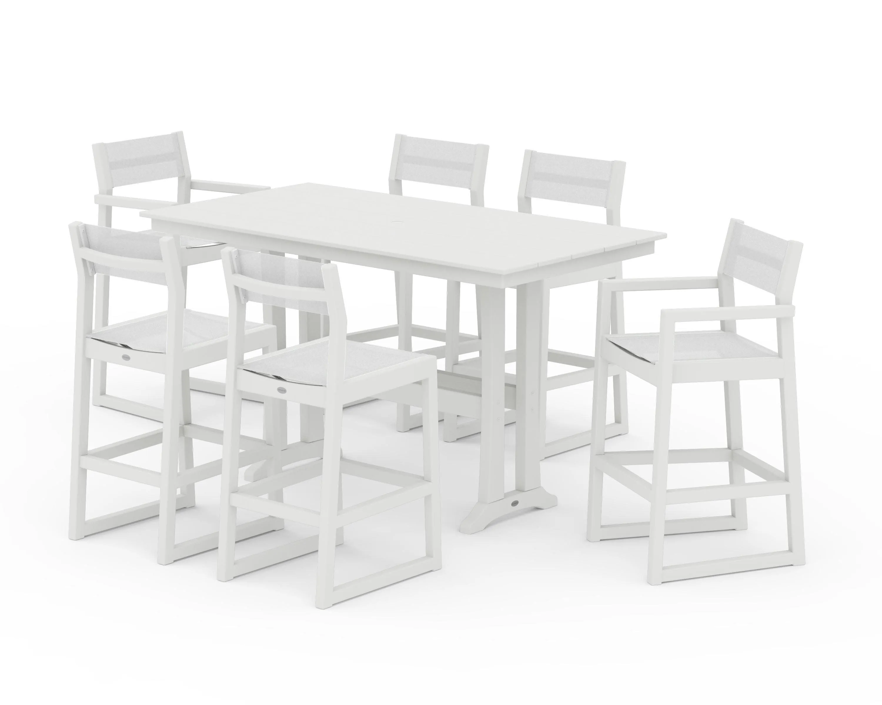 EDGE Sling 7-Piece Farmhouse Bar Set with Trestle Legs