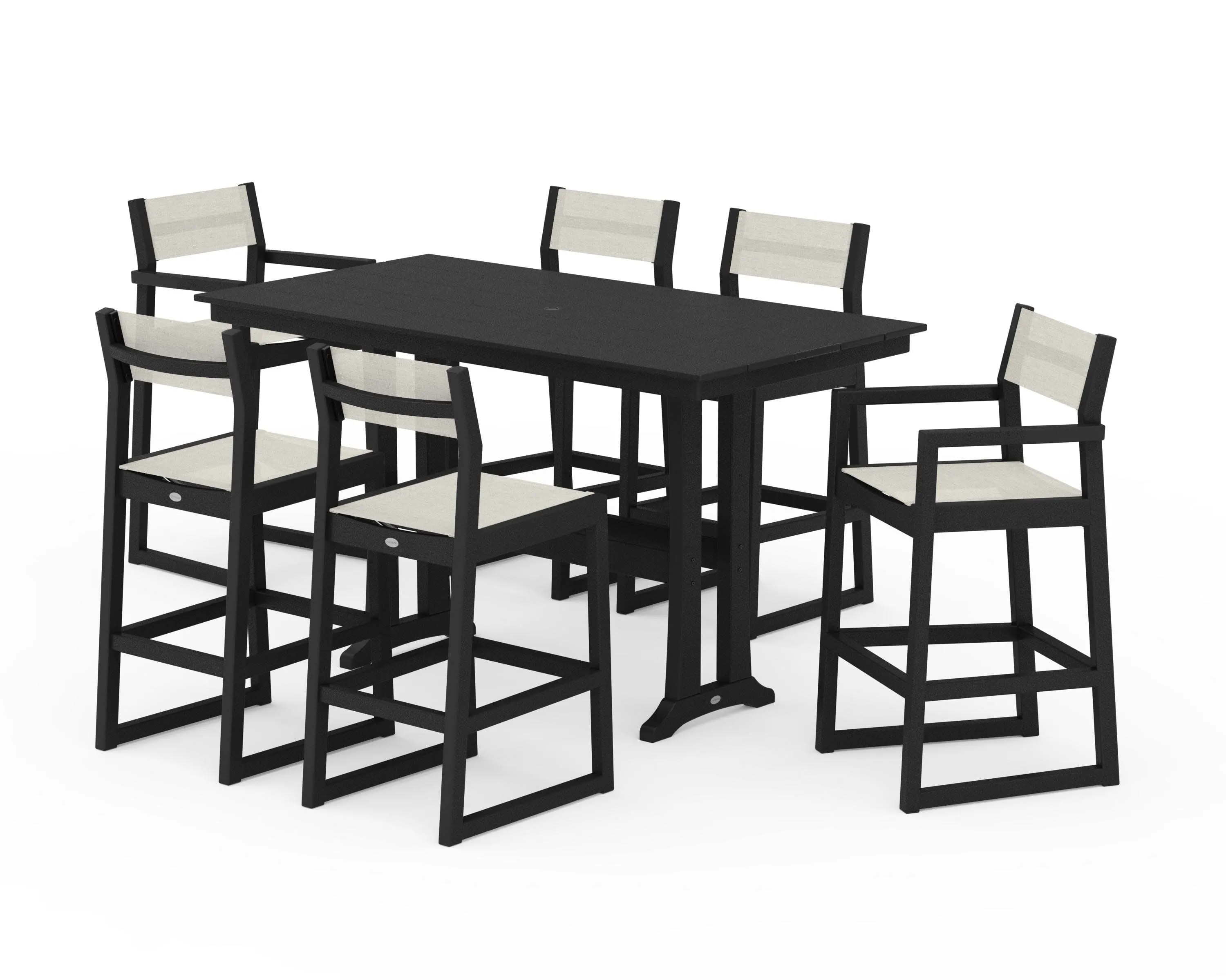 EDGE Sling 7-Piece Farmhouse Bar Set with Trestle Legs