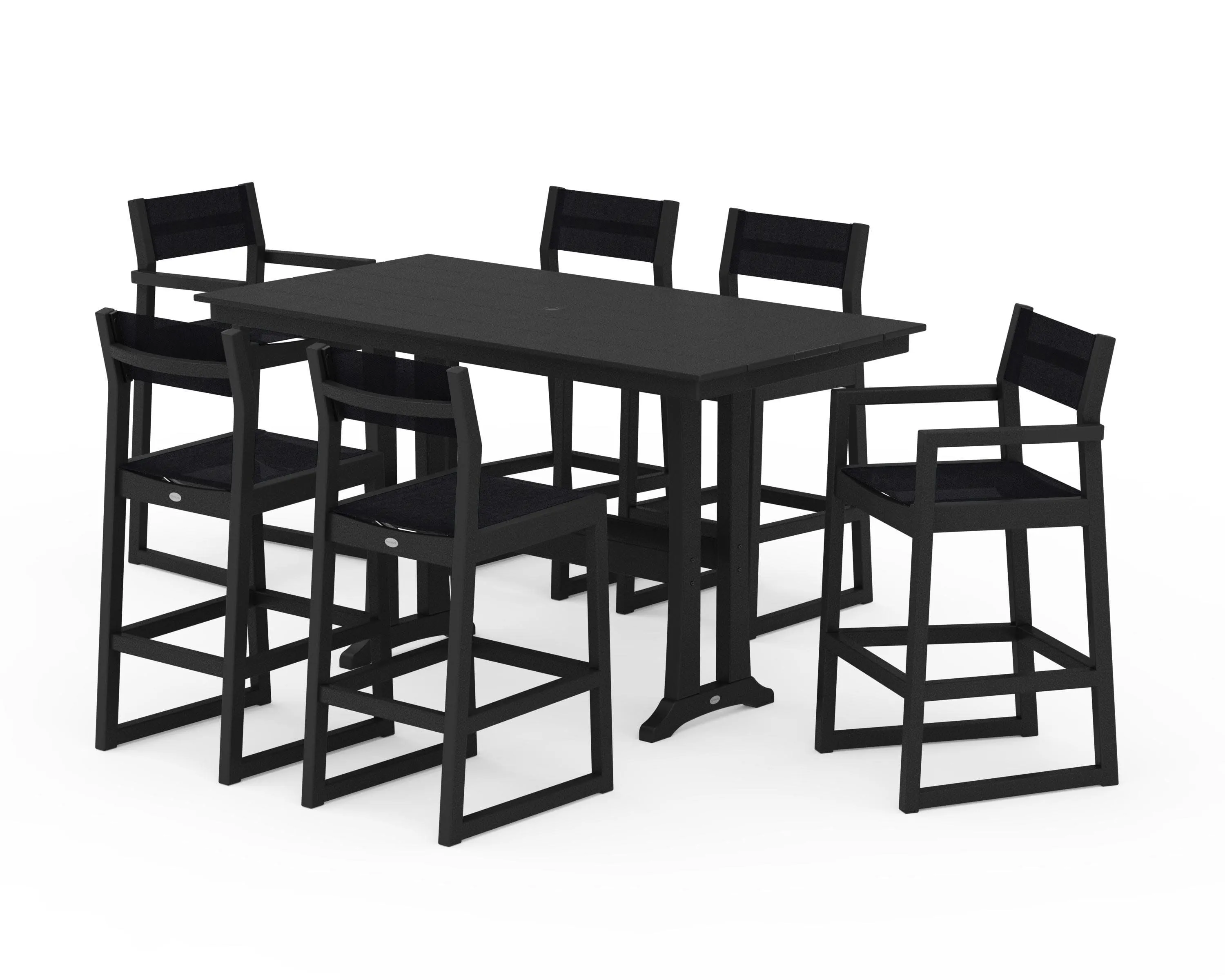 EDGE Sling 7-Piece Farmhouse Bar Set with Trestle Legs