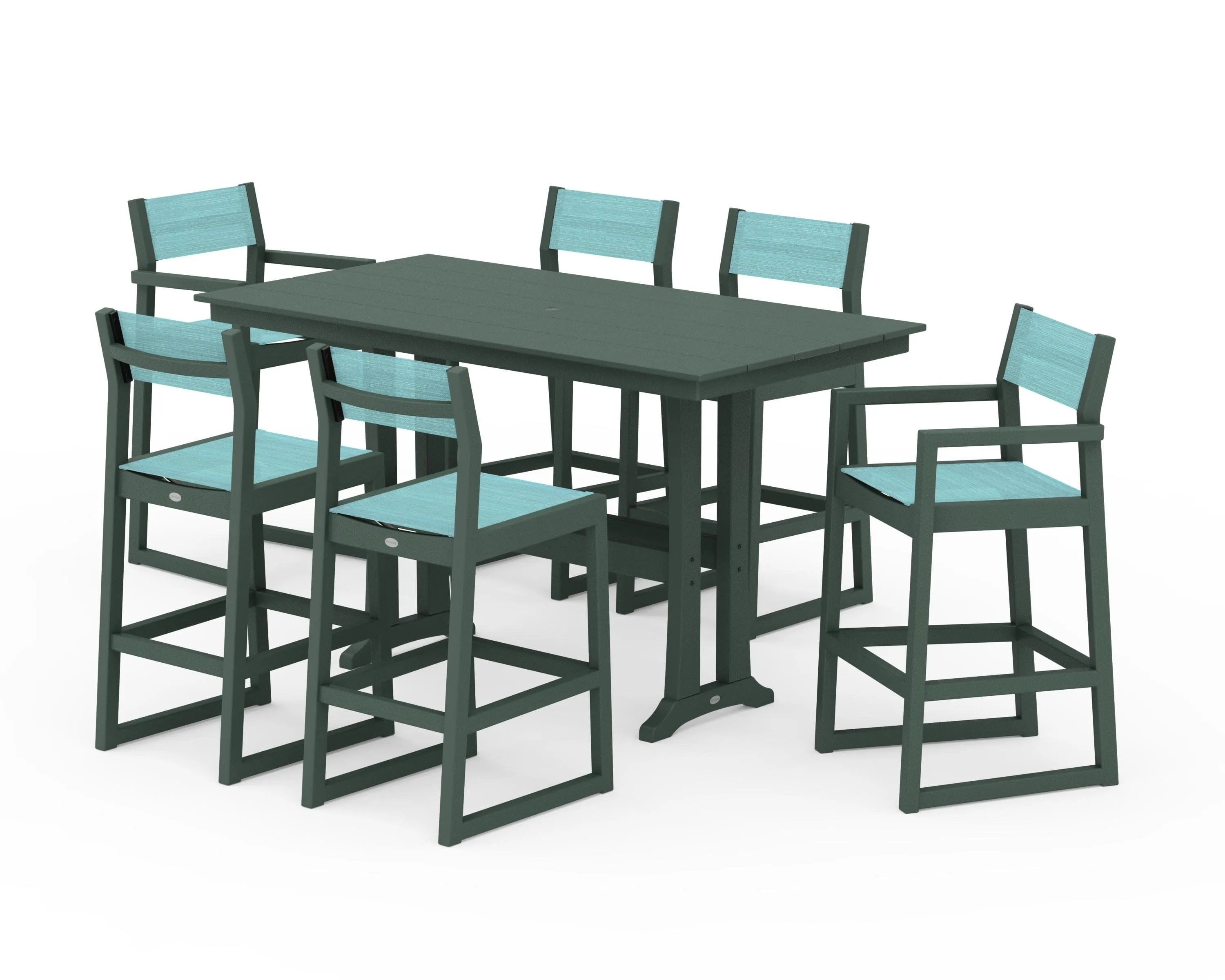 EDGE Sling 7-Piece Farmhouse Bar Set with Trestle Legs