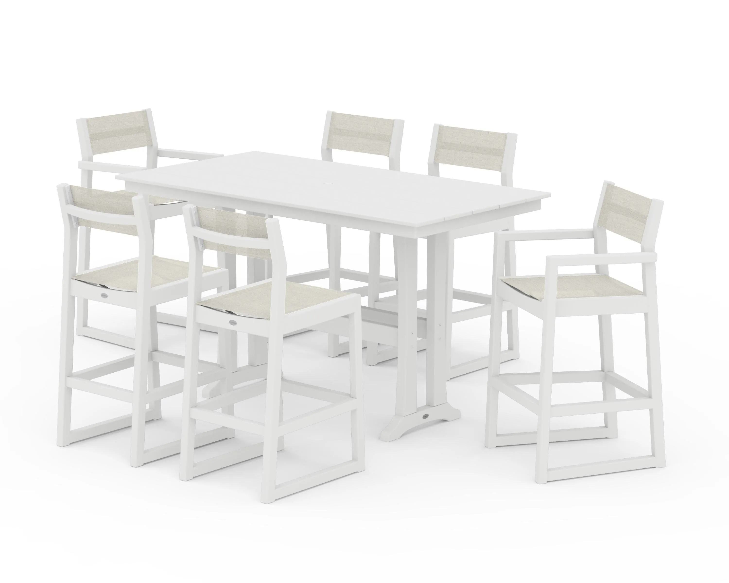 EDGE Sling 7-Piece Farmhouse Bar Set with Trestle Legs