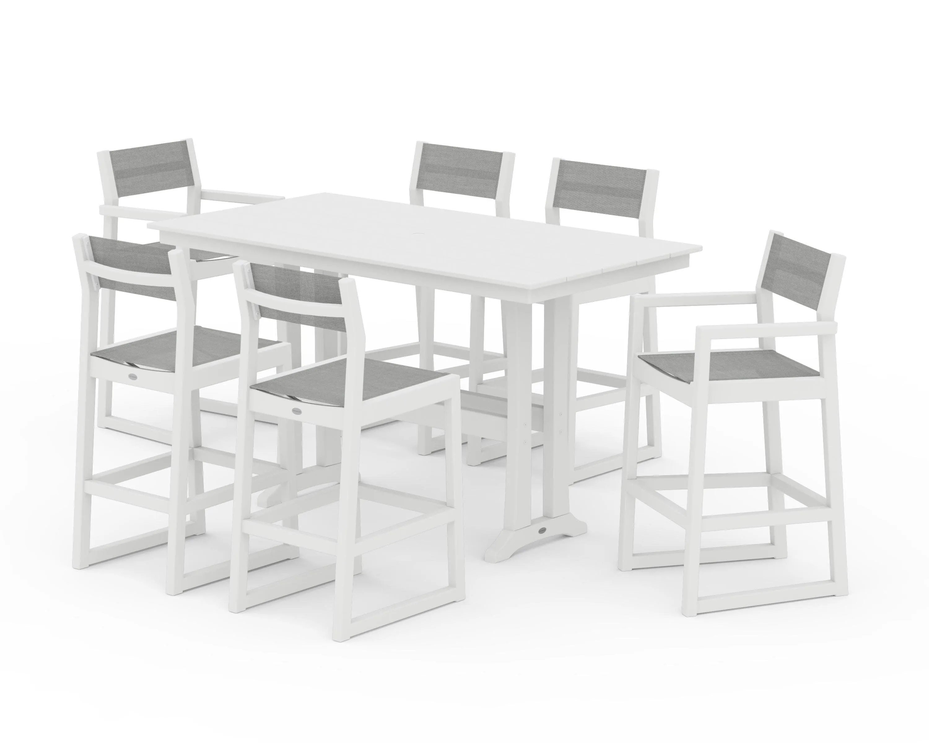 EDGE Sling 7-Piece Farmhouse Bar Set with Trestle Legs