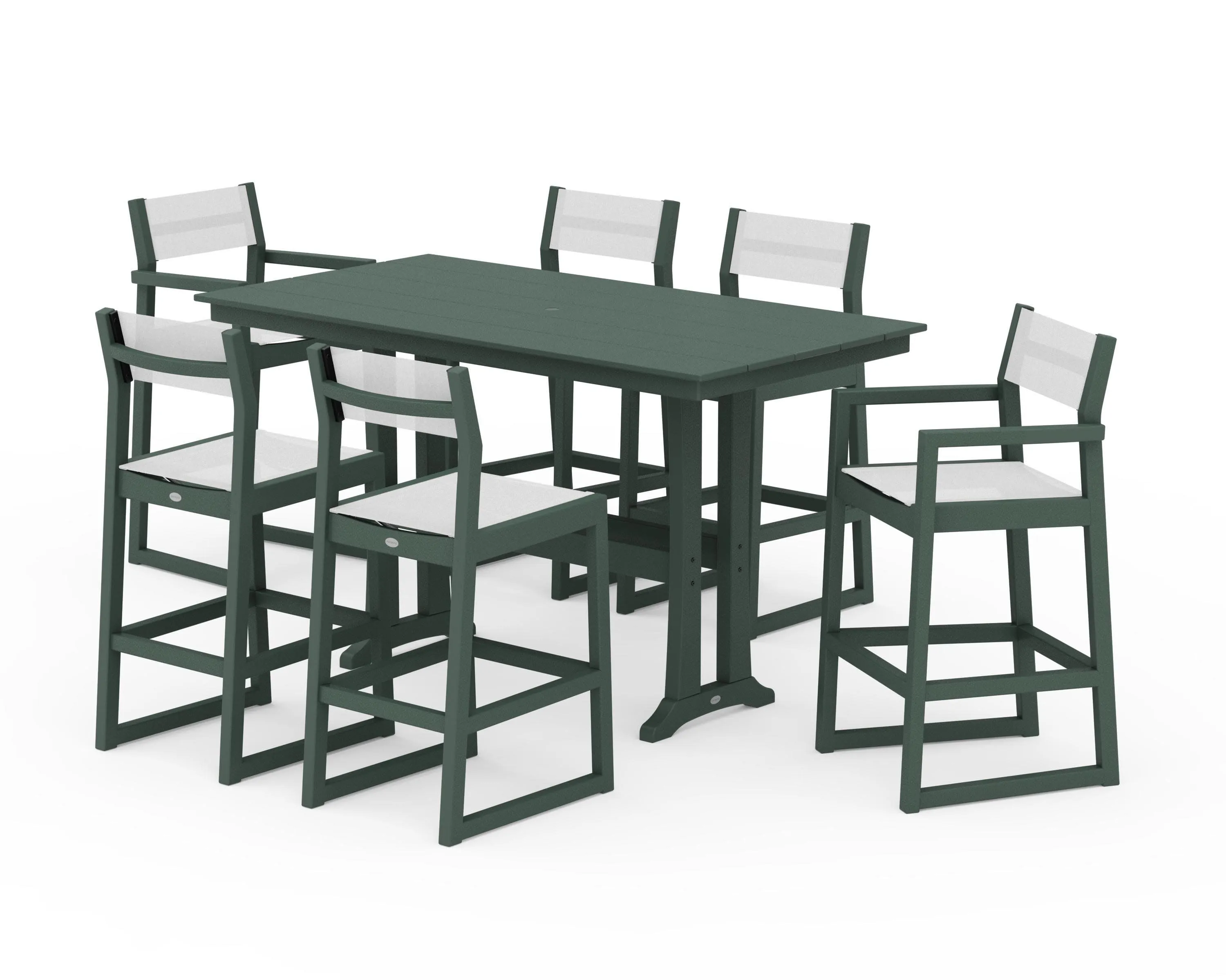 EDGE Sling 7-Piece Farmhouse Bar Set with Trestle Legs