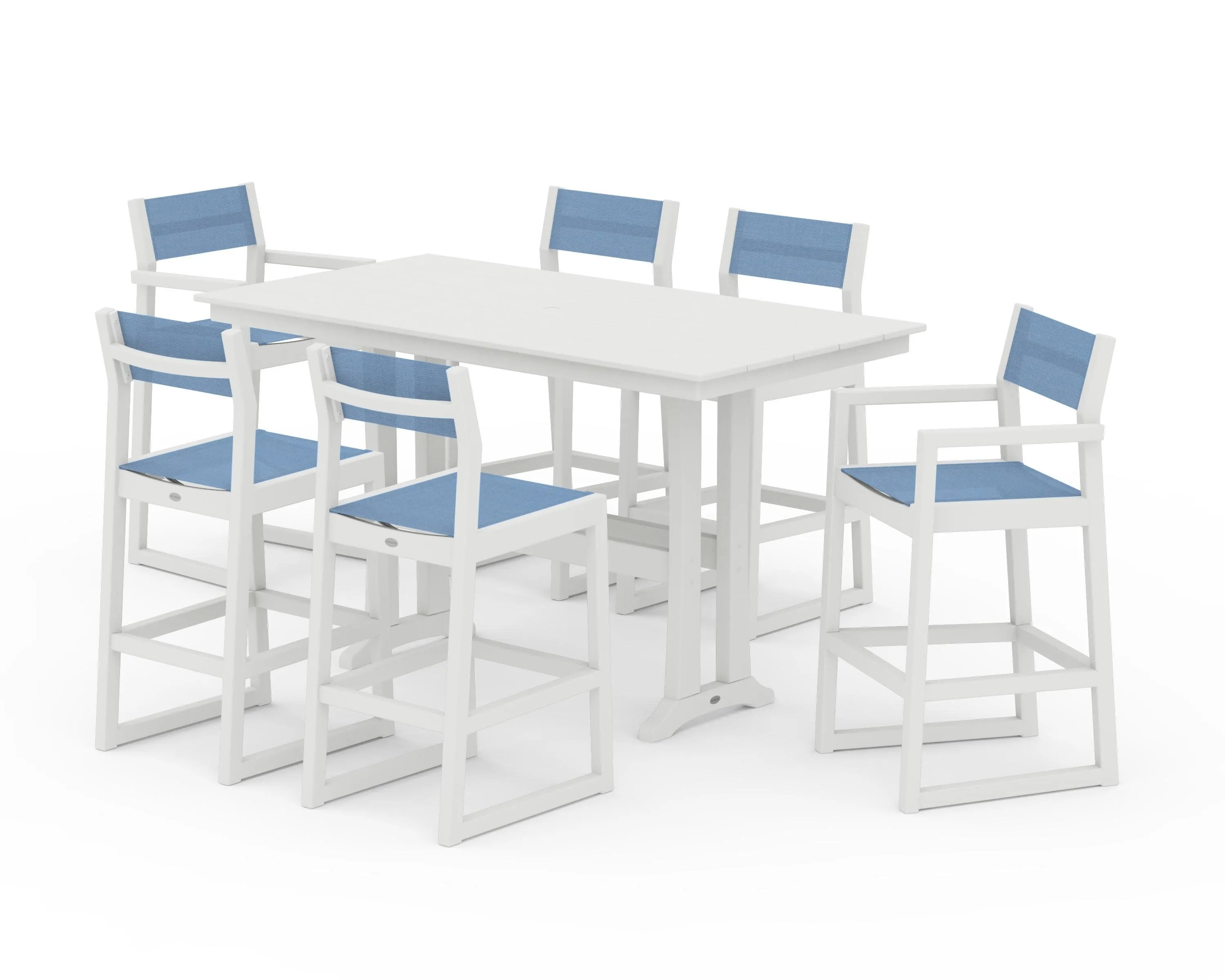 EDGE Sling 7-Piece Farmhouse Bar Set with Trestle Legs