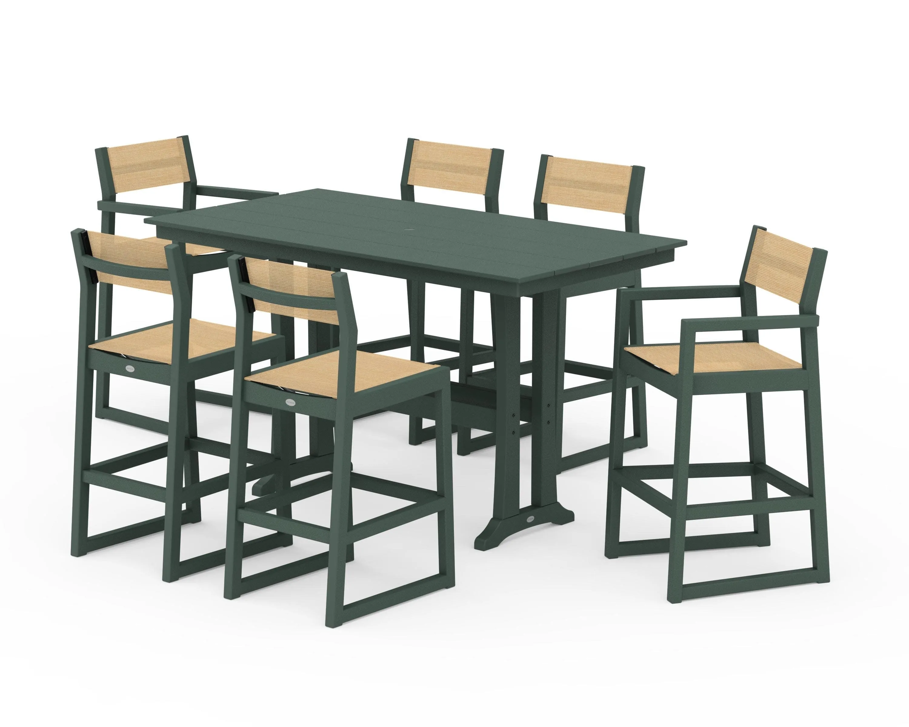 EDGE Sling 7-Piece Farmhouse Bar Set with Trestle Legs
