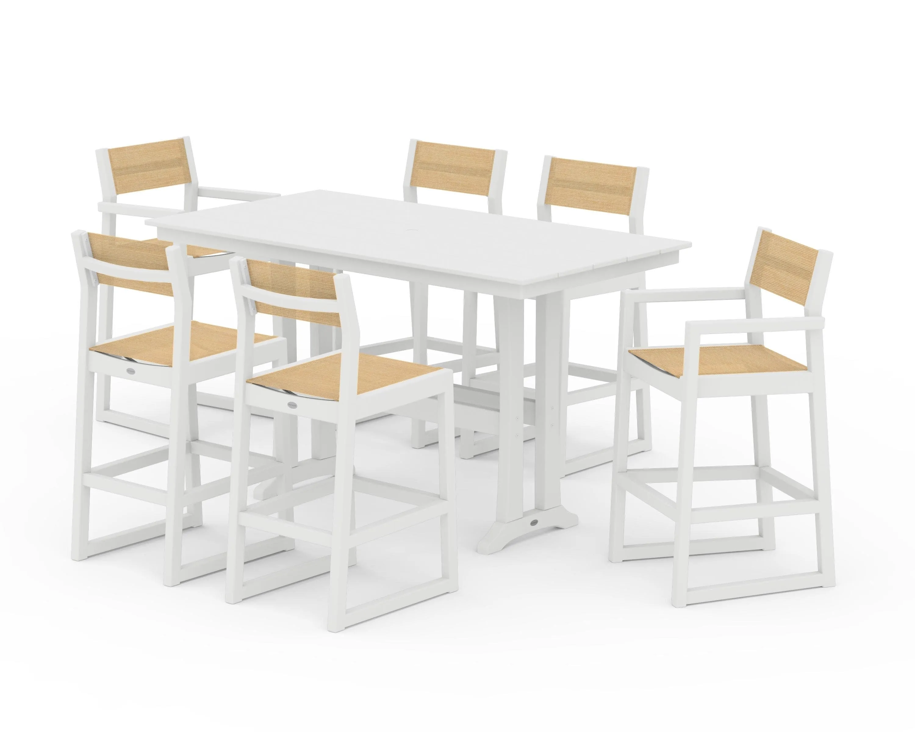 EDGE Sling 7-Piece Farmhouse Bar Set with Trestle Legs