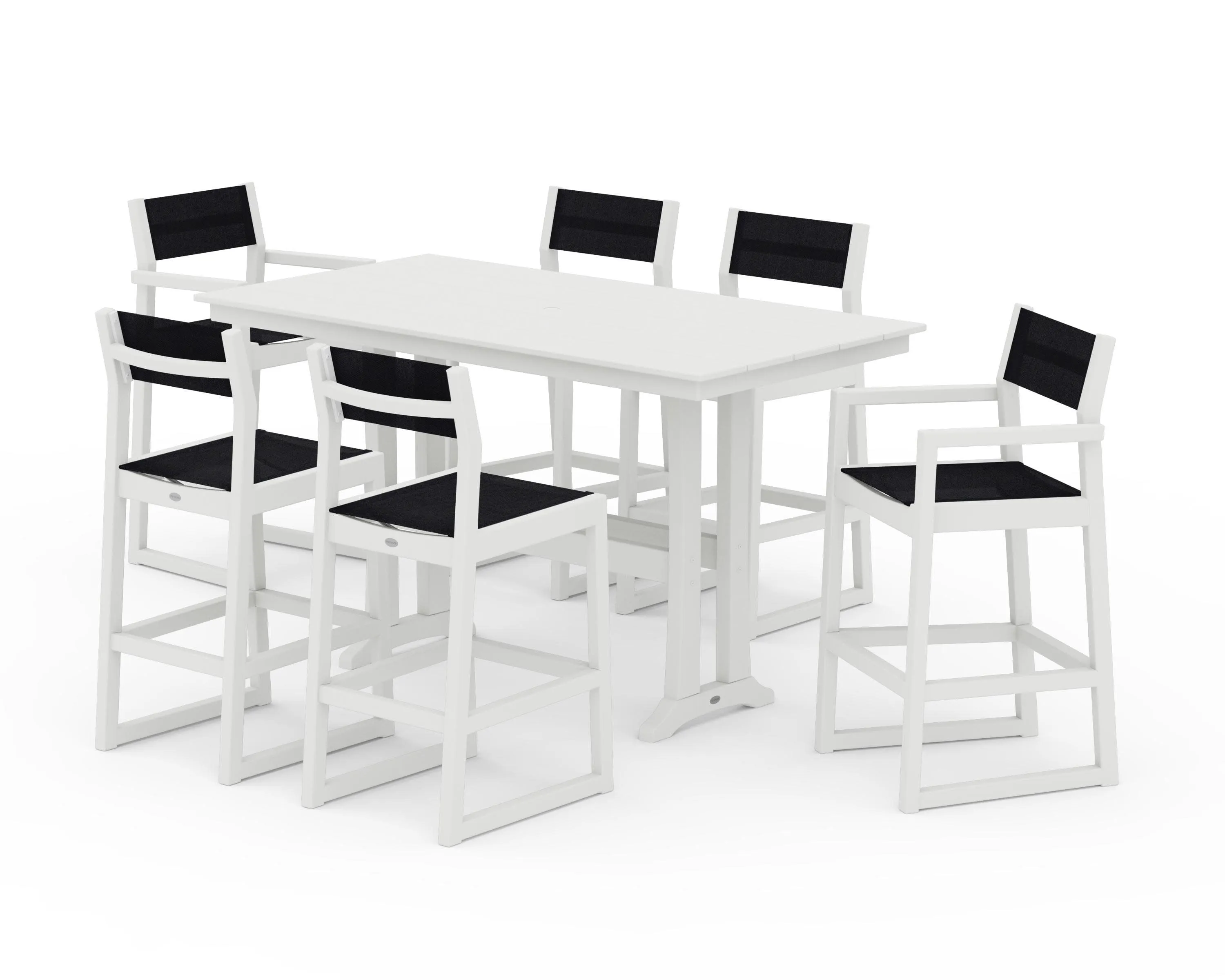 EDGE Sling 7-Piece Farmhouse Bar Set with Trestle Legs