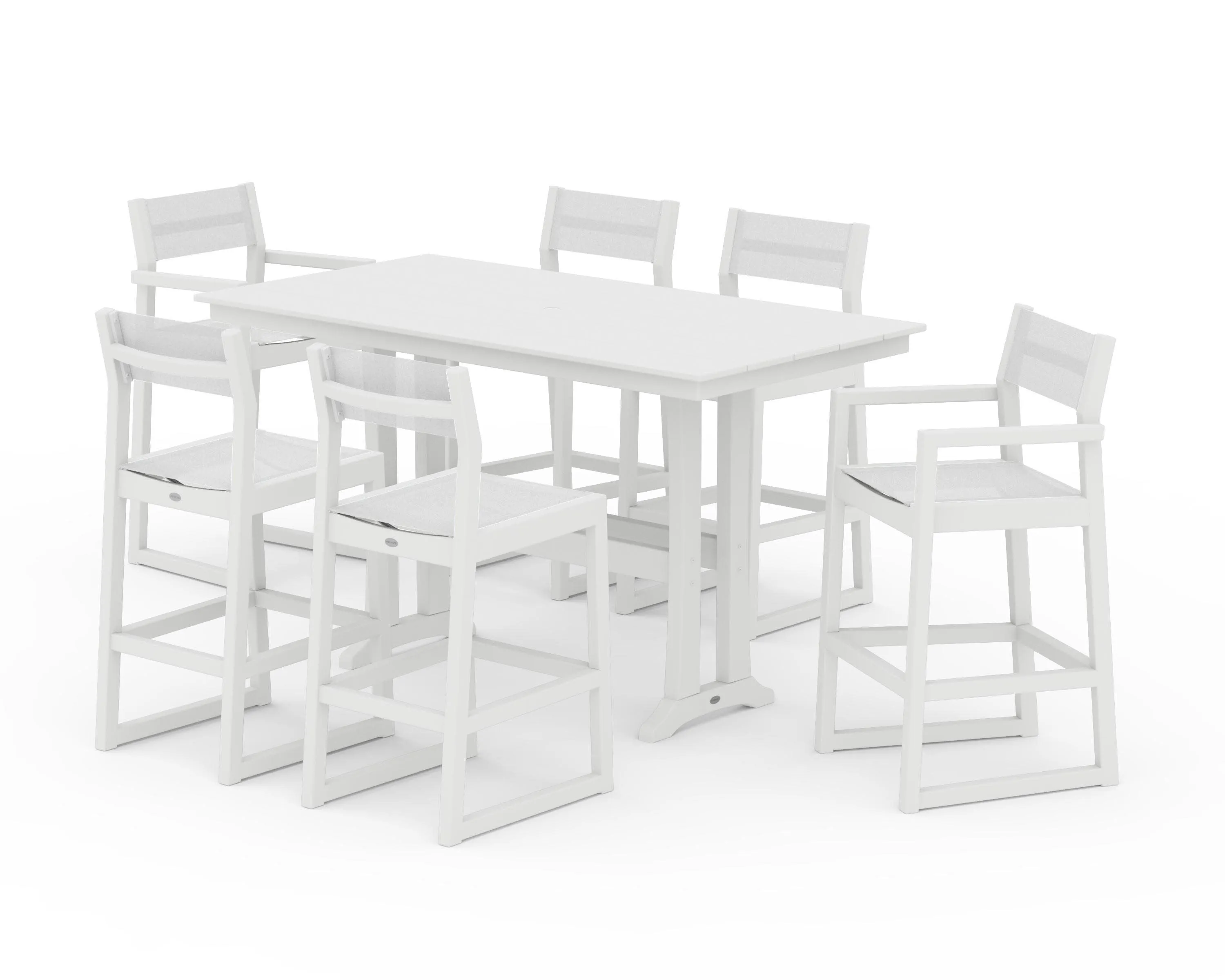 EDGE Sling 7-Piece Farmhouse Bar Set with Trestle Legs