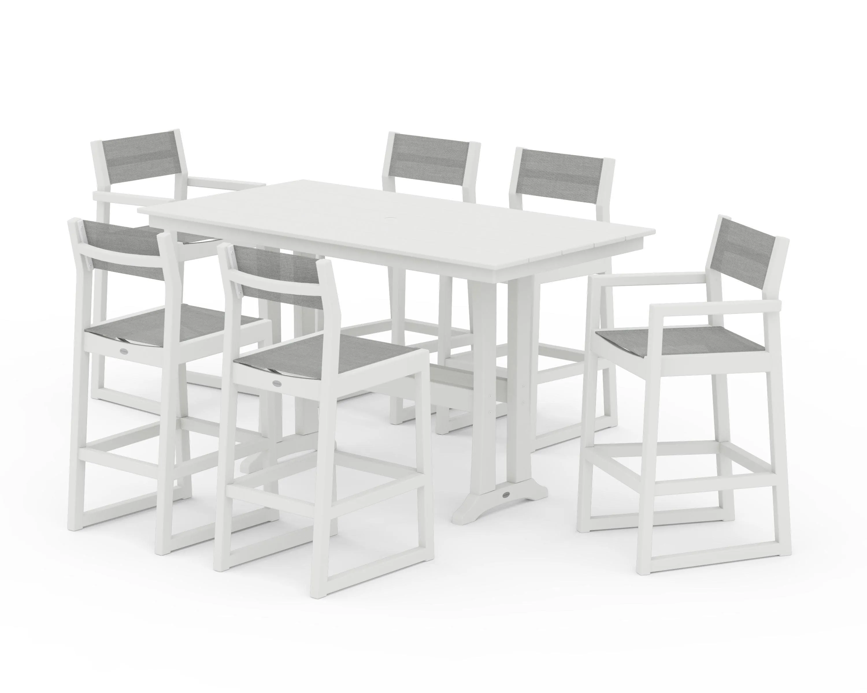 EDGE Sling 7-Piece Farmhouse Bar Set with Trestle Legs