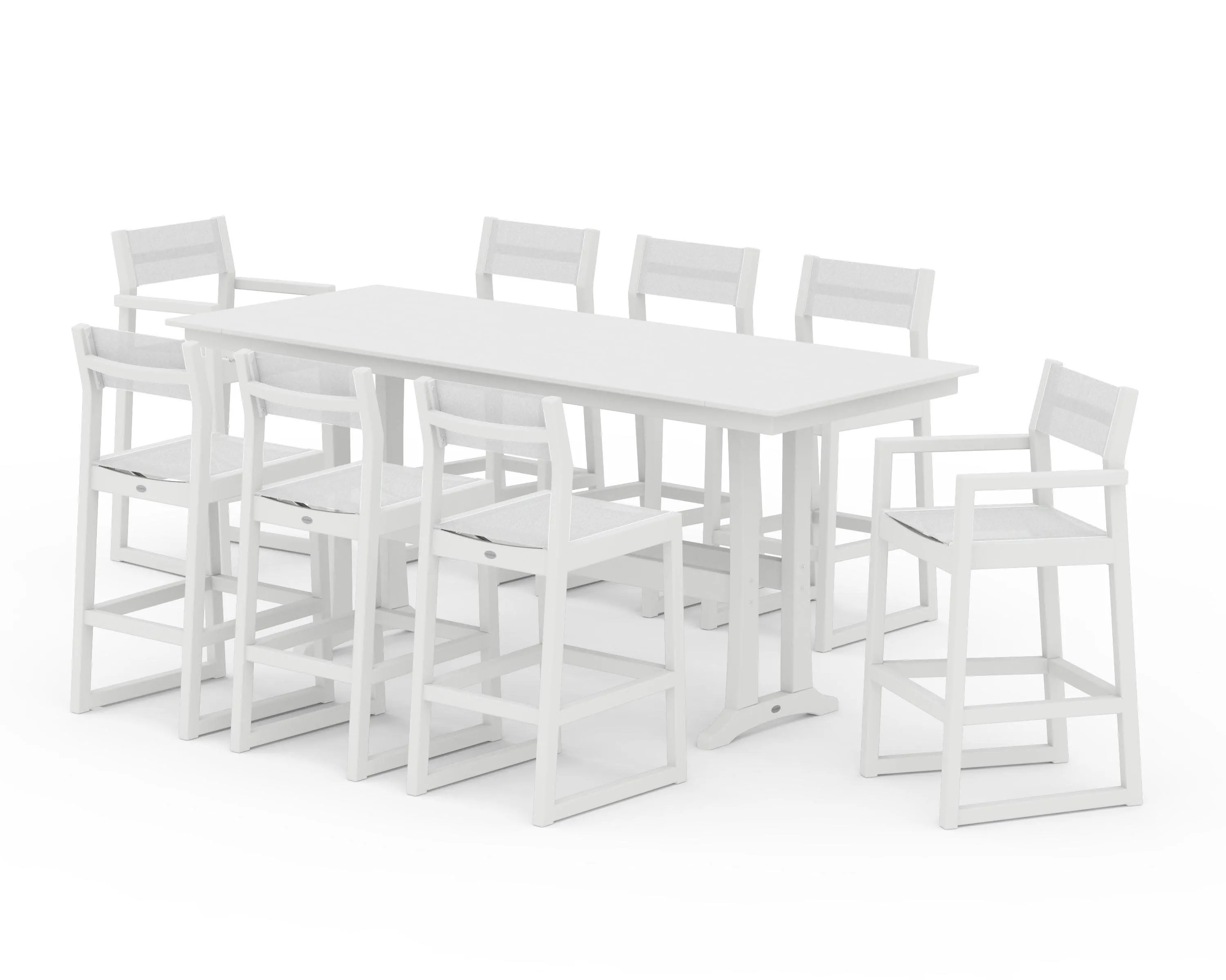 EDGE Sling 9-Piece Farmhouse Bar Set with Trestle Legs
