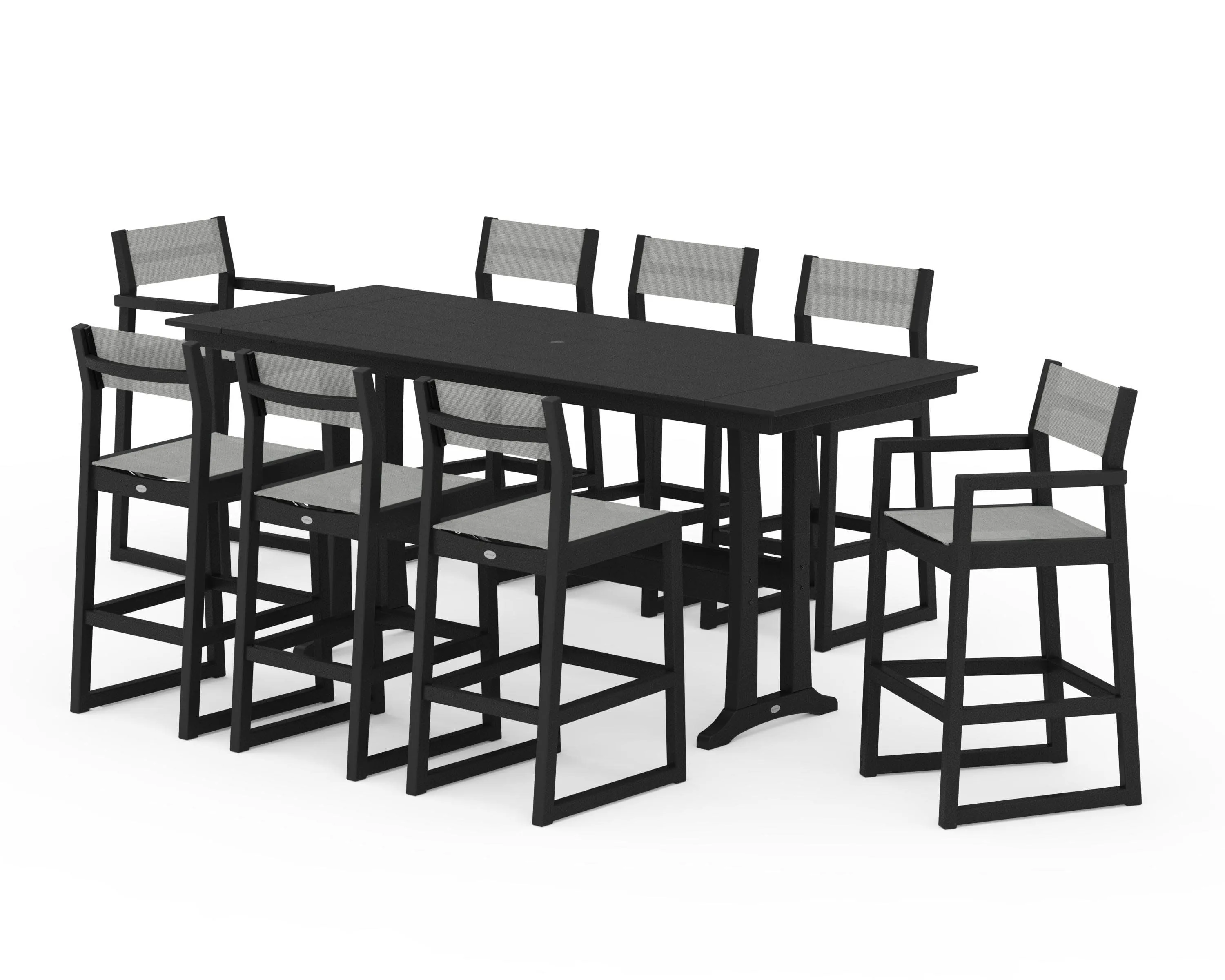 EDGE Sling 9-Piece Farmhouse Bar Set with Trestle Legs