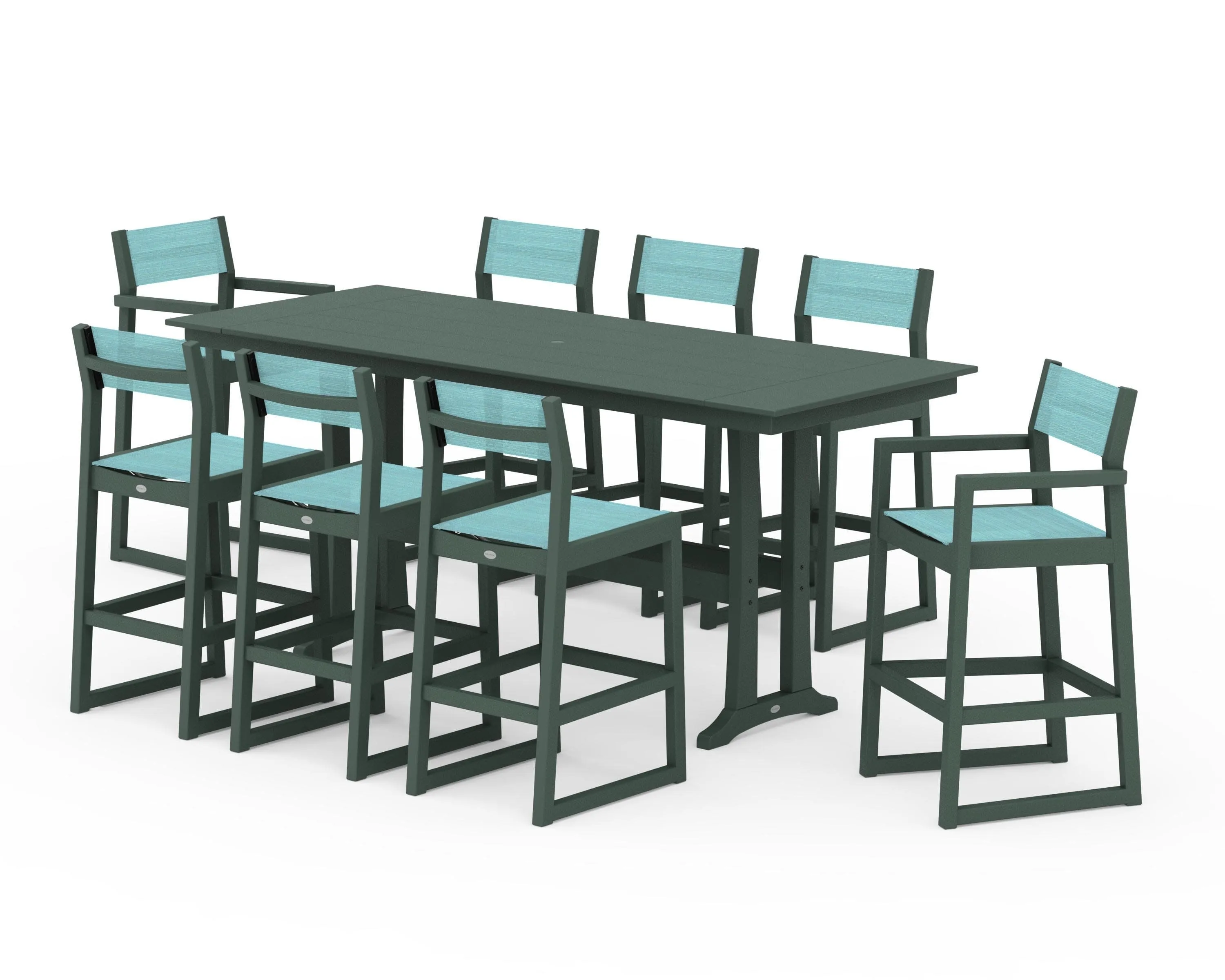 EDGE Sling 9-Piece Farmhouse Bar Set with Trestle Legs
