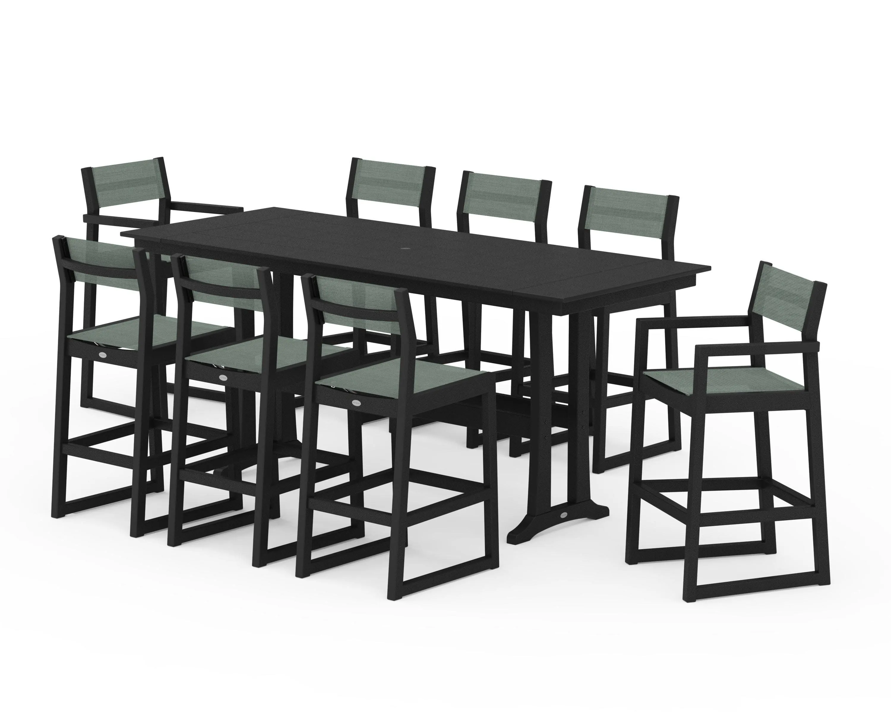 EDGE Sling 9-Piece Farmhouse Bar Set with Trestle Legs