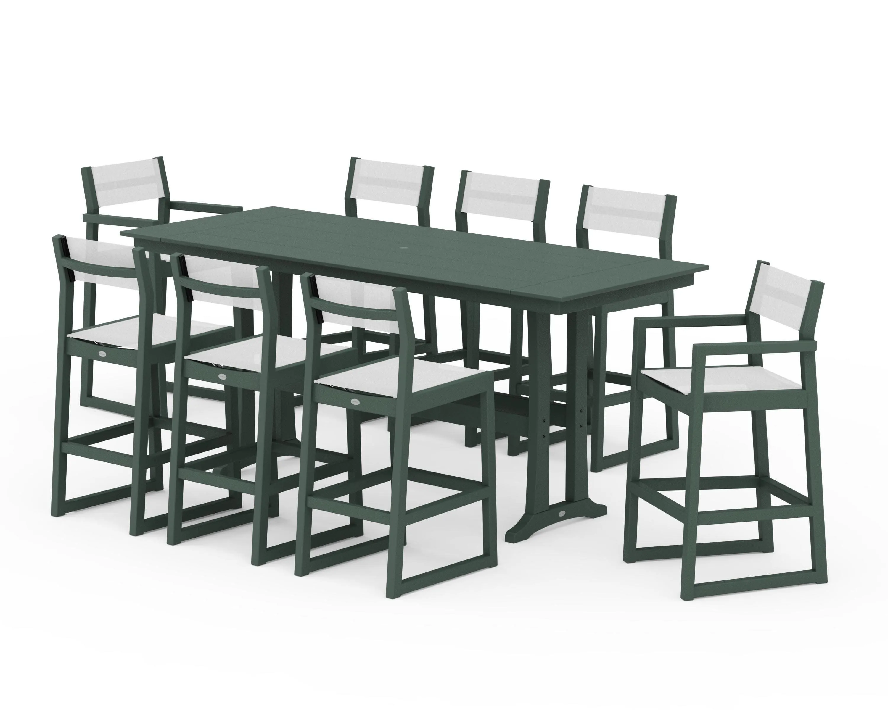 EDGE Sling 9-Piece Farmhouse Bar Set with Trestle Legs