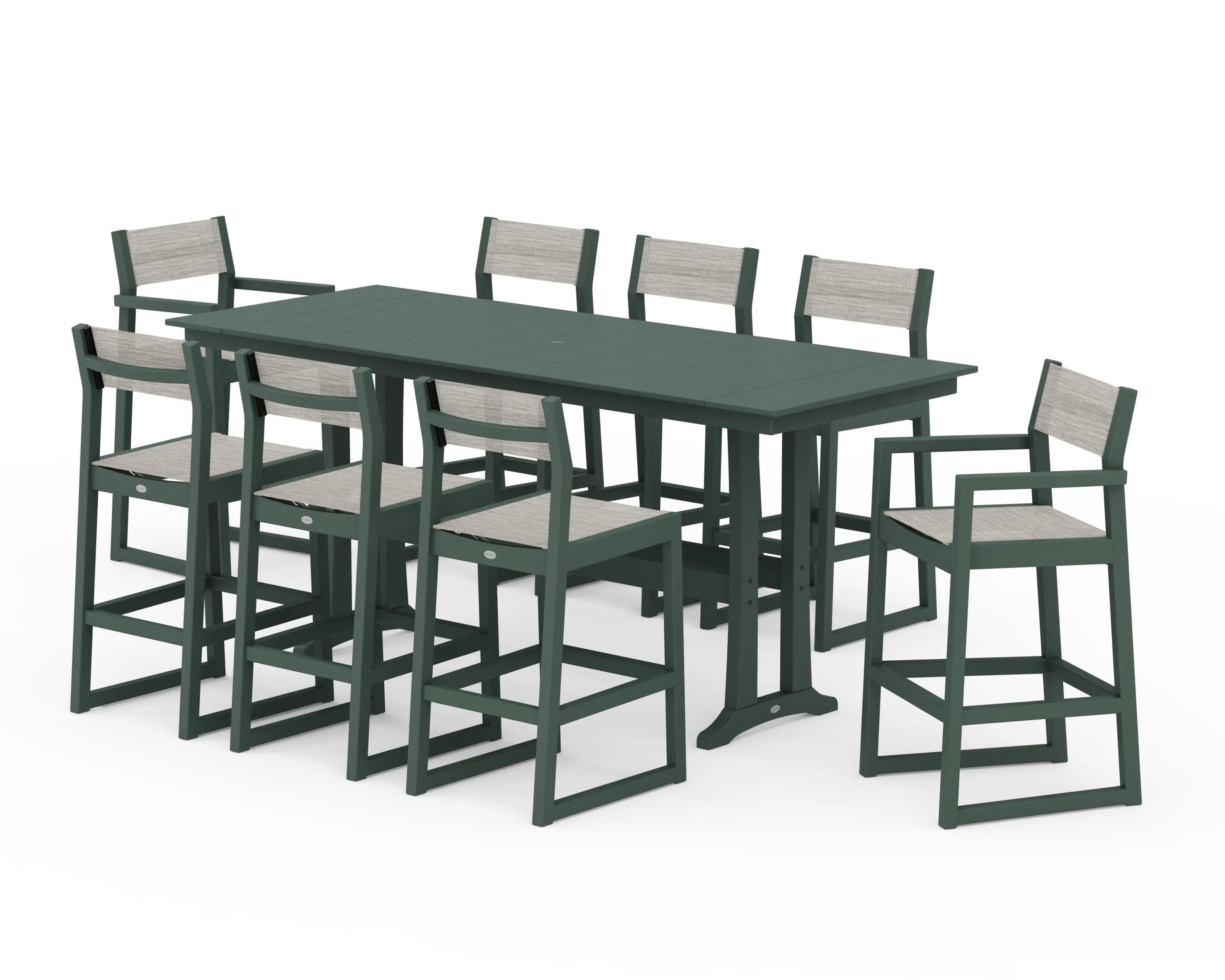 EDGE Sling 9-Piece Farmhouse Bar Set with Trestle Legs