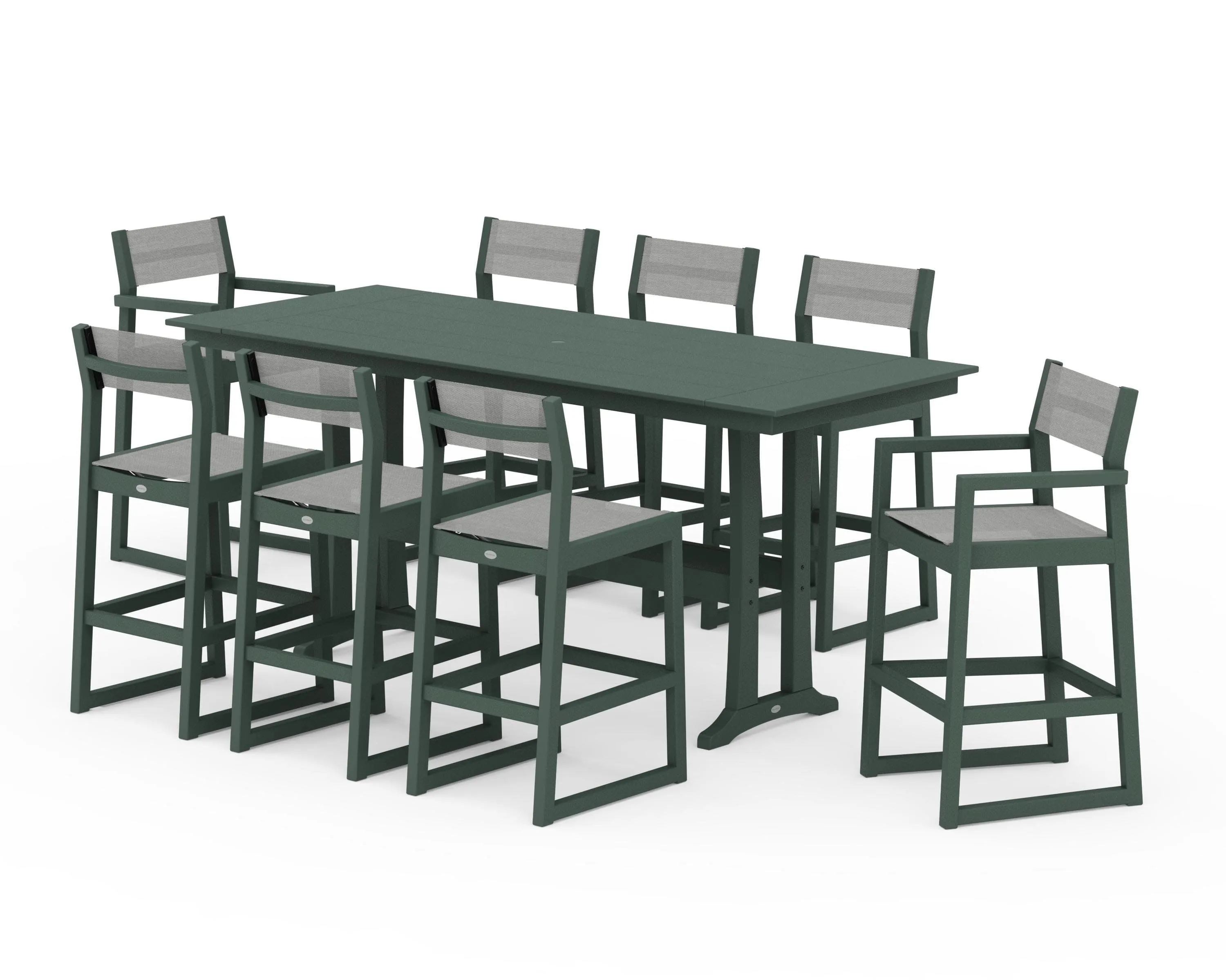 EDGE Sling 9-Piece Farmhouse Bar Set with Trestle Legs