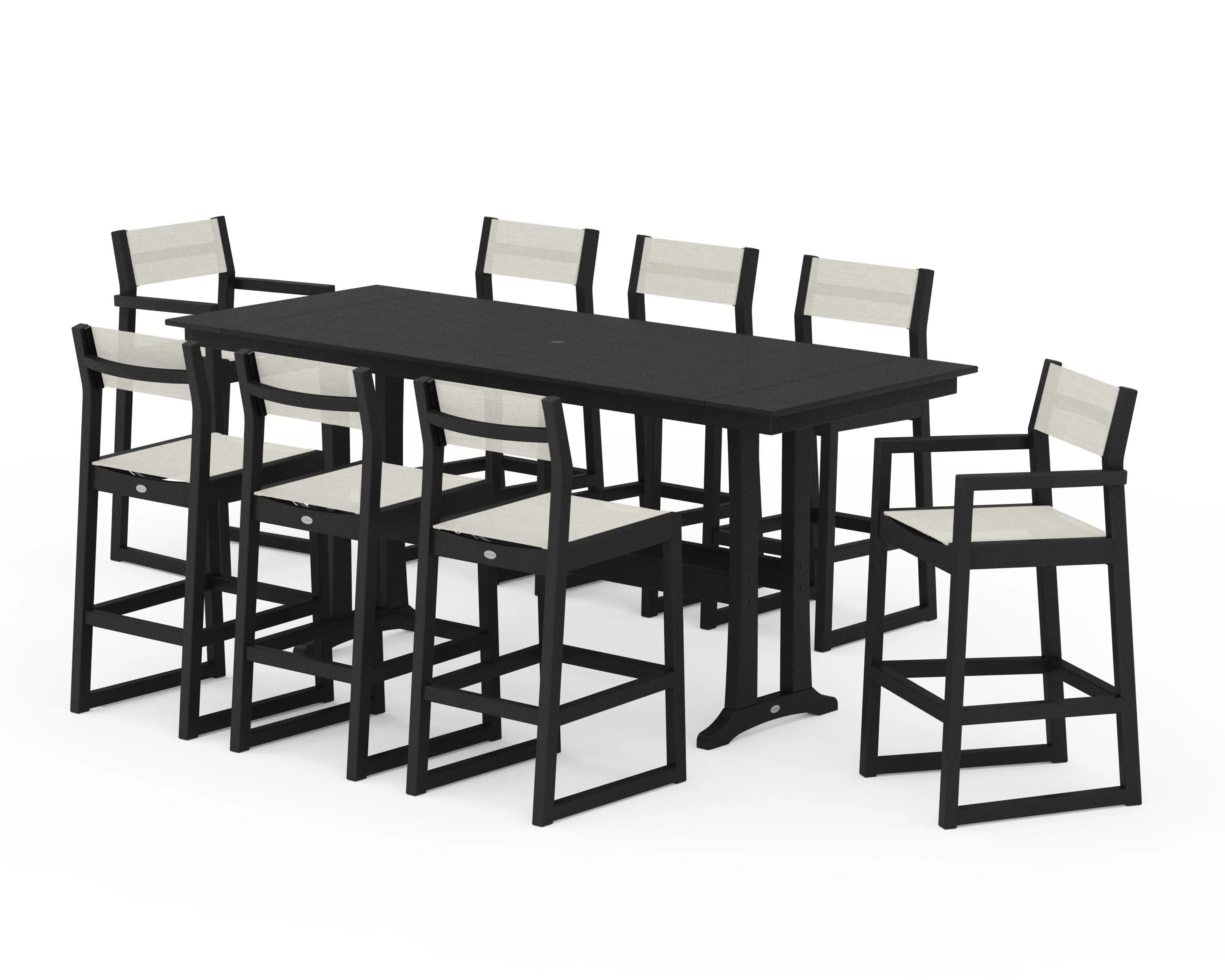 EDGE Sling 9-Piece Farmhouse Bar Set with Trestle Legs