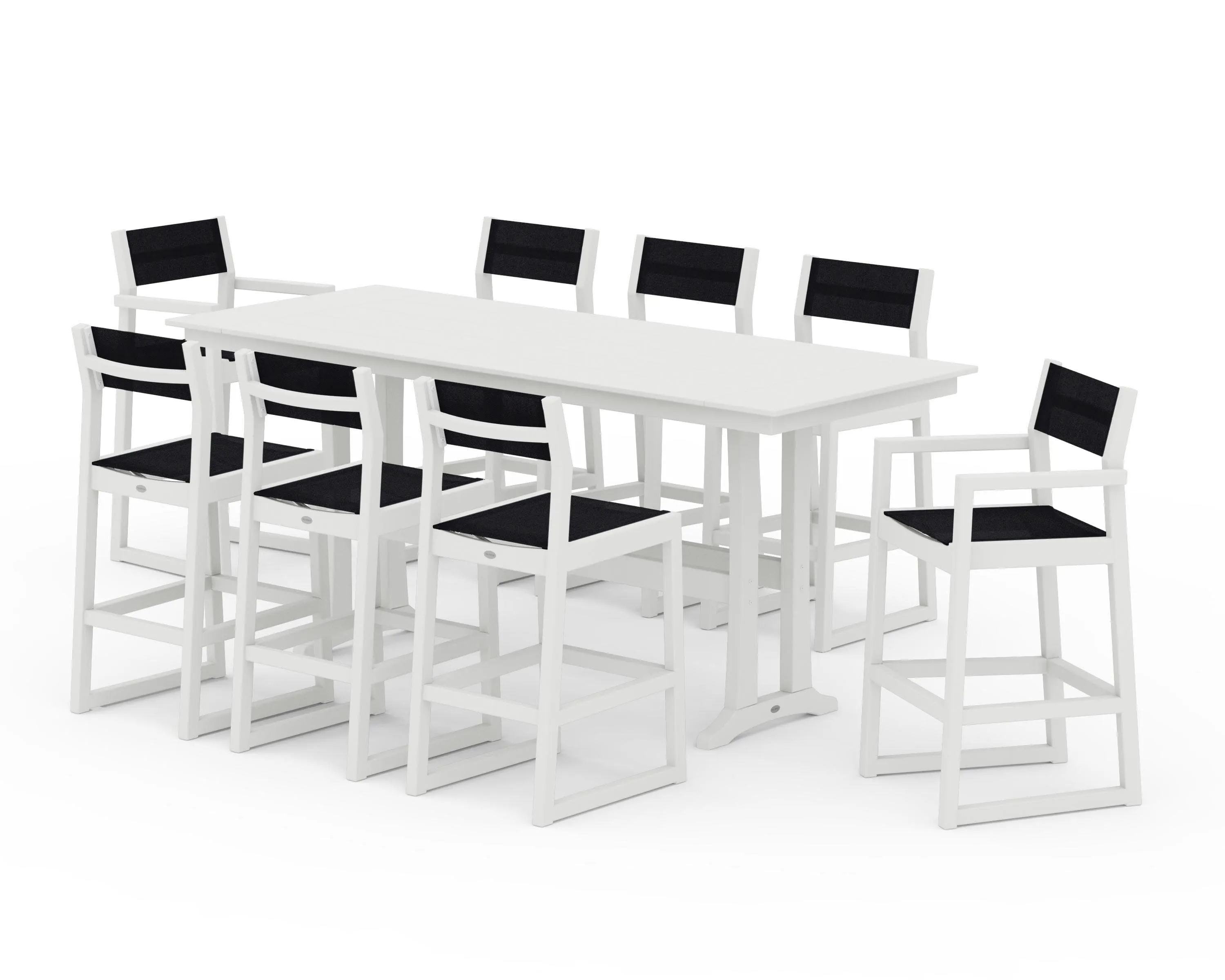 EDGE Sling 9-Piece Farmhouse Bar Set with Trestle Legs