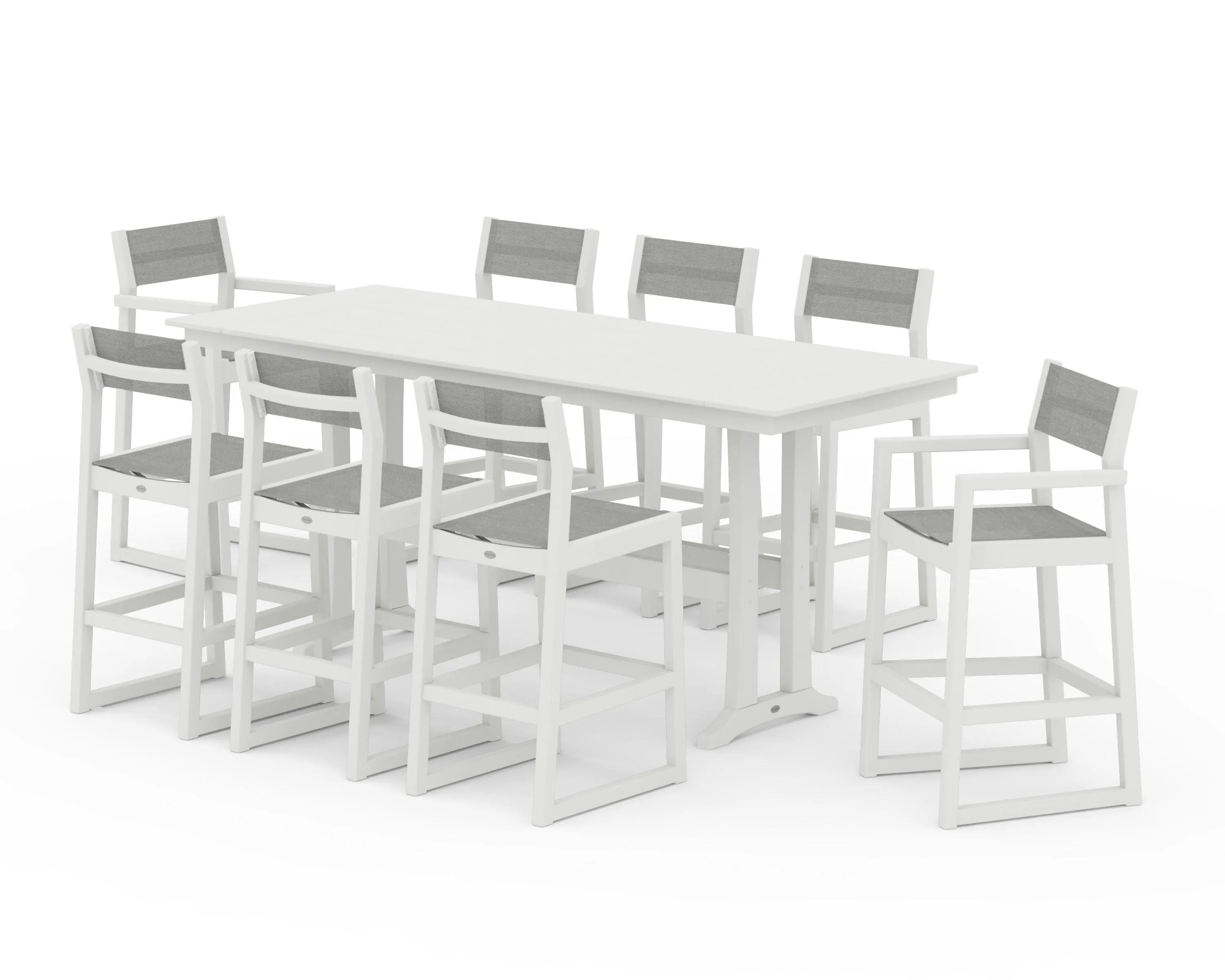 EDGE Sling 9-Piece Farmhouse Bar Set with Trestle Legs