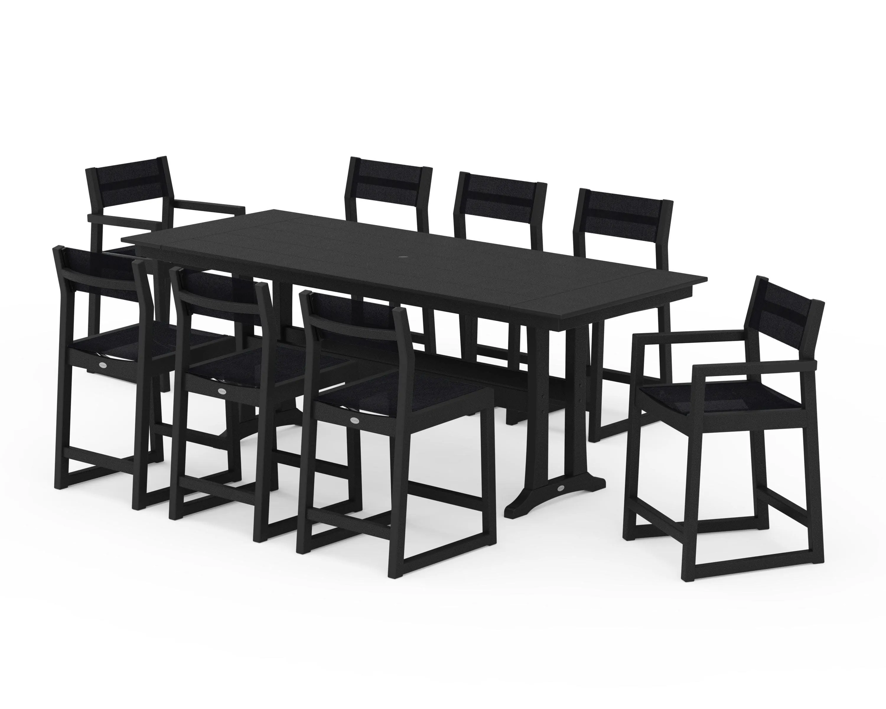 EDGE Sling 9-Piece Farmhouse Counter Set with Trestle Legs