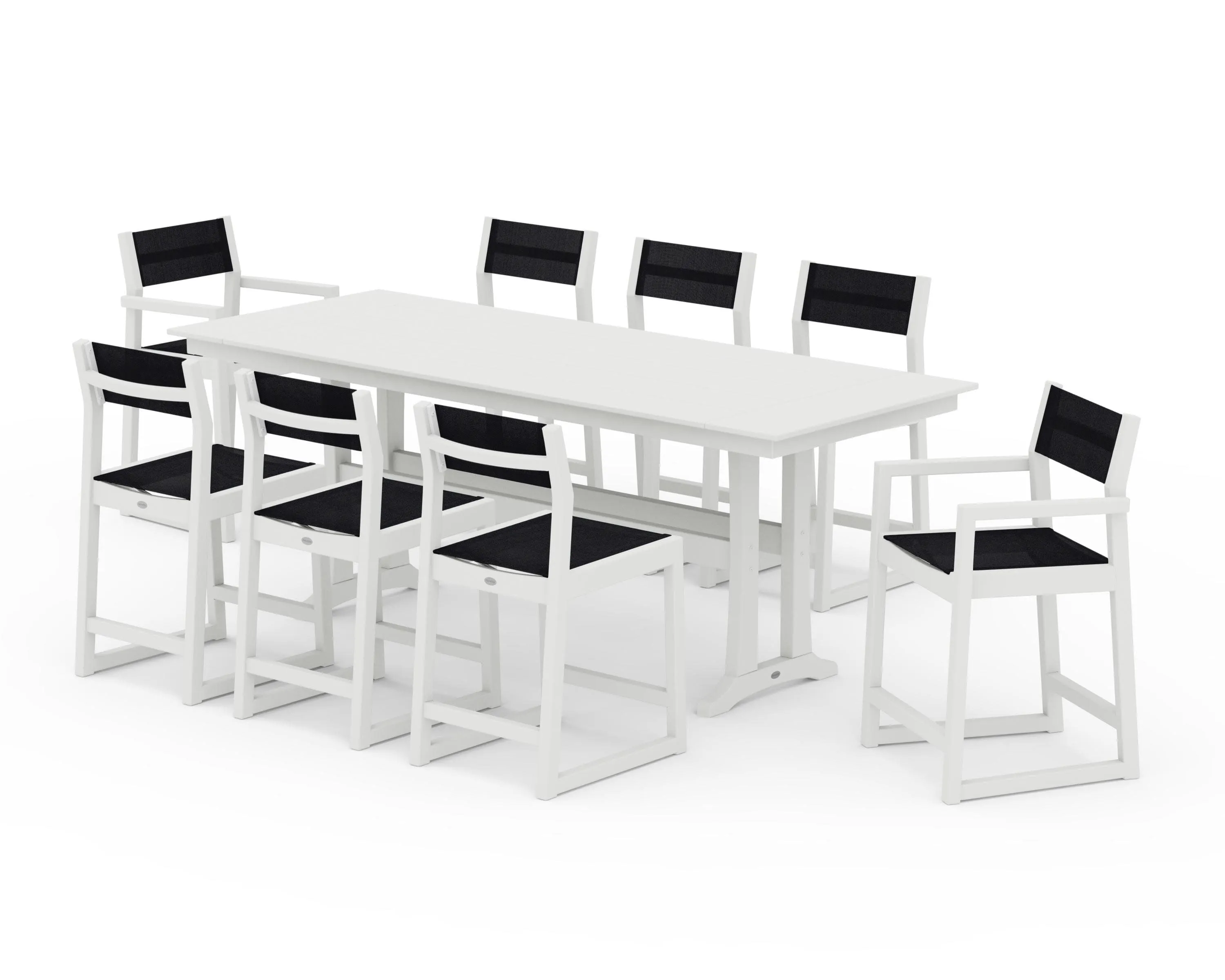EDGE Sling 9-Piece Farmhouse Counter Set with Trestle Legs