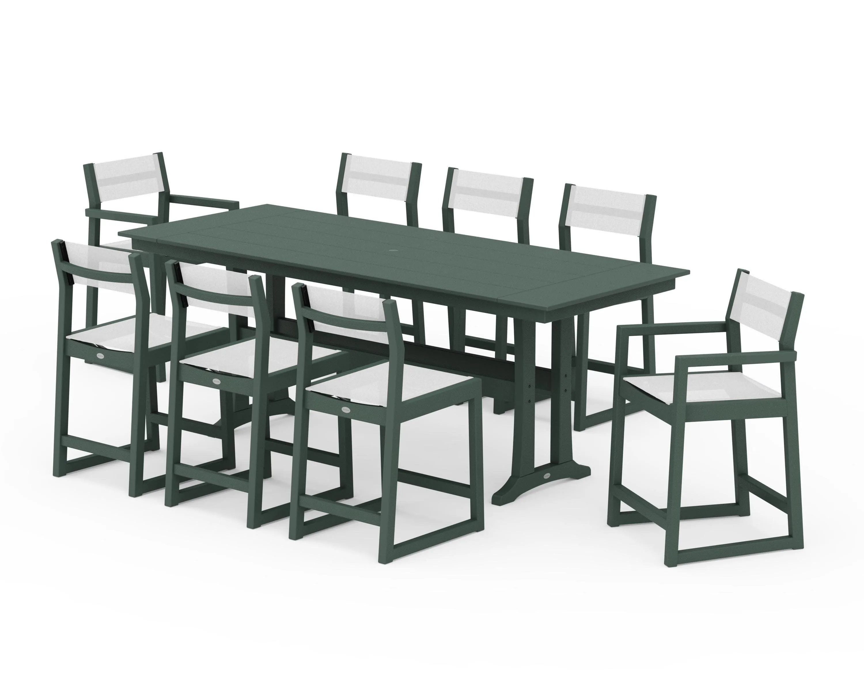 EDGE Sling 9-Piece Farmhouse Counter Set with Trestle Legs