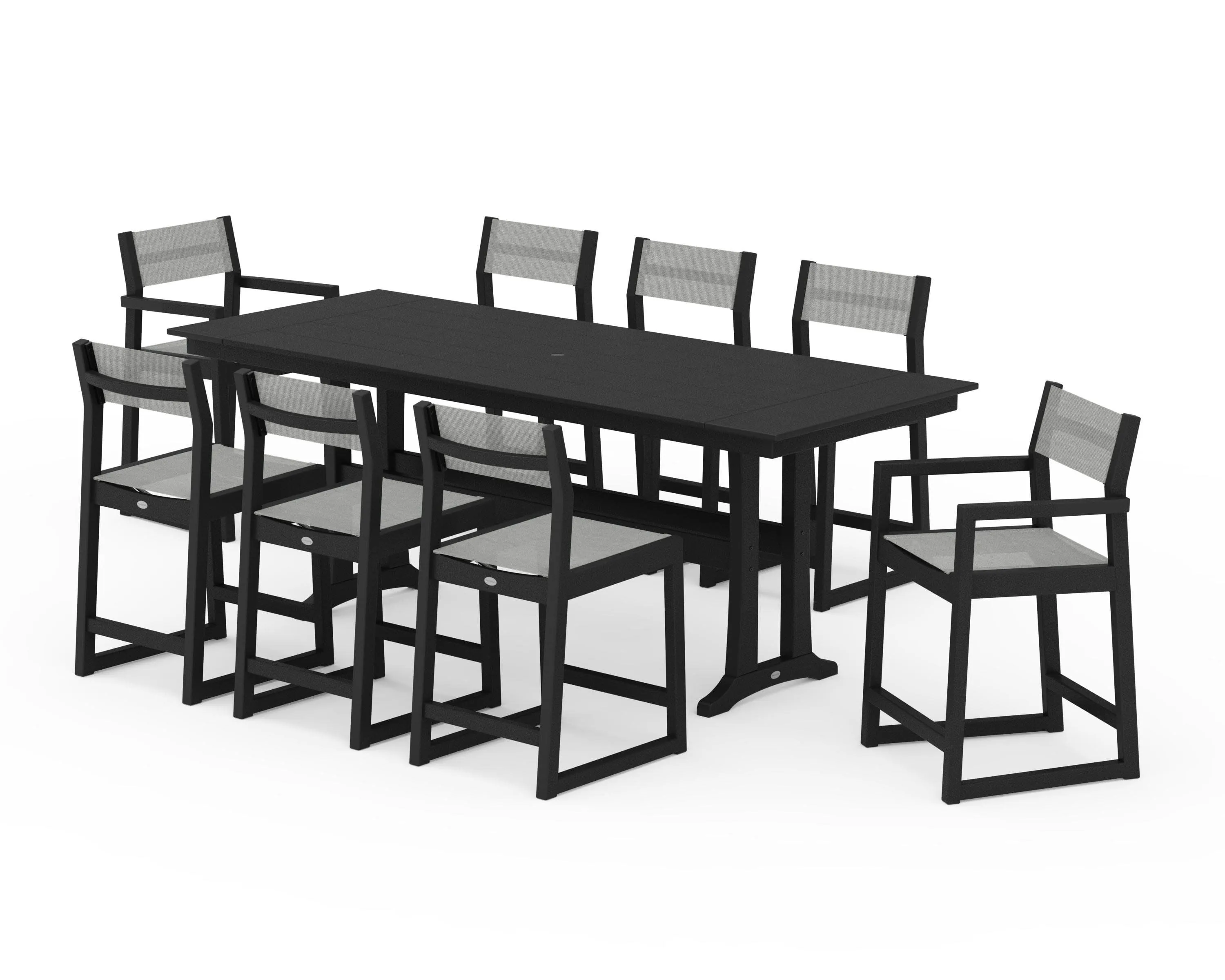 EDGE Sling 9-Piece Farmhouse Counter Set with Trestle Legs