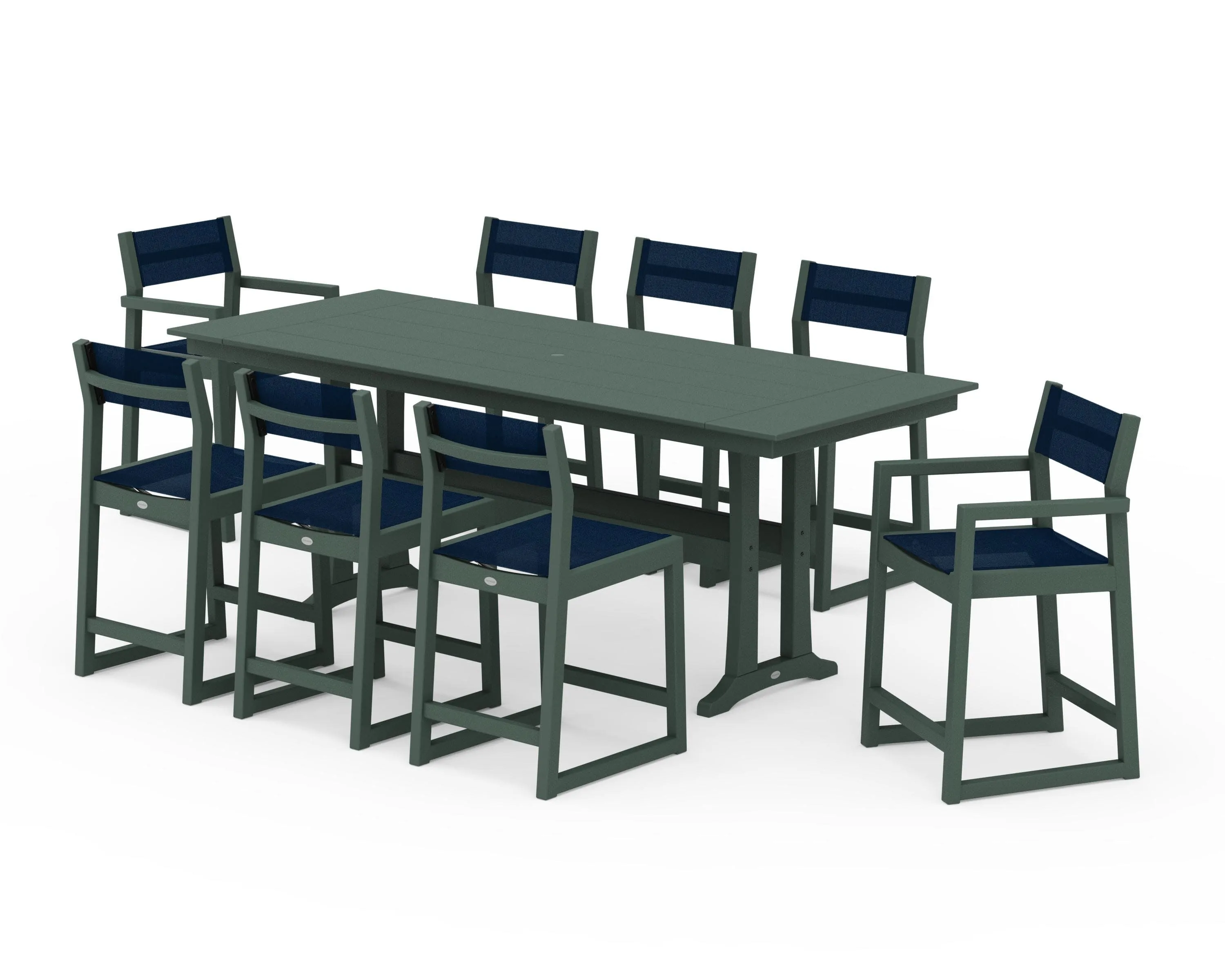 EDGE Sling 9-Piece Farmhouse Counter Set with Trestle Legs